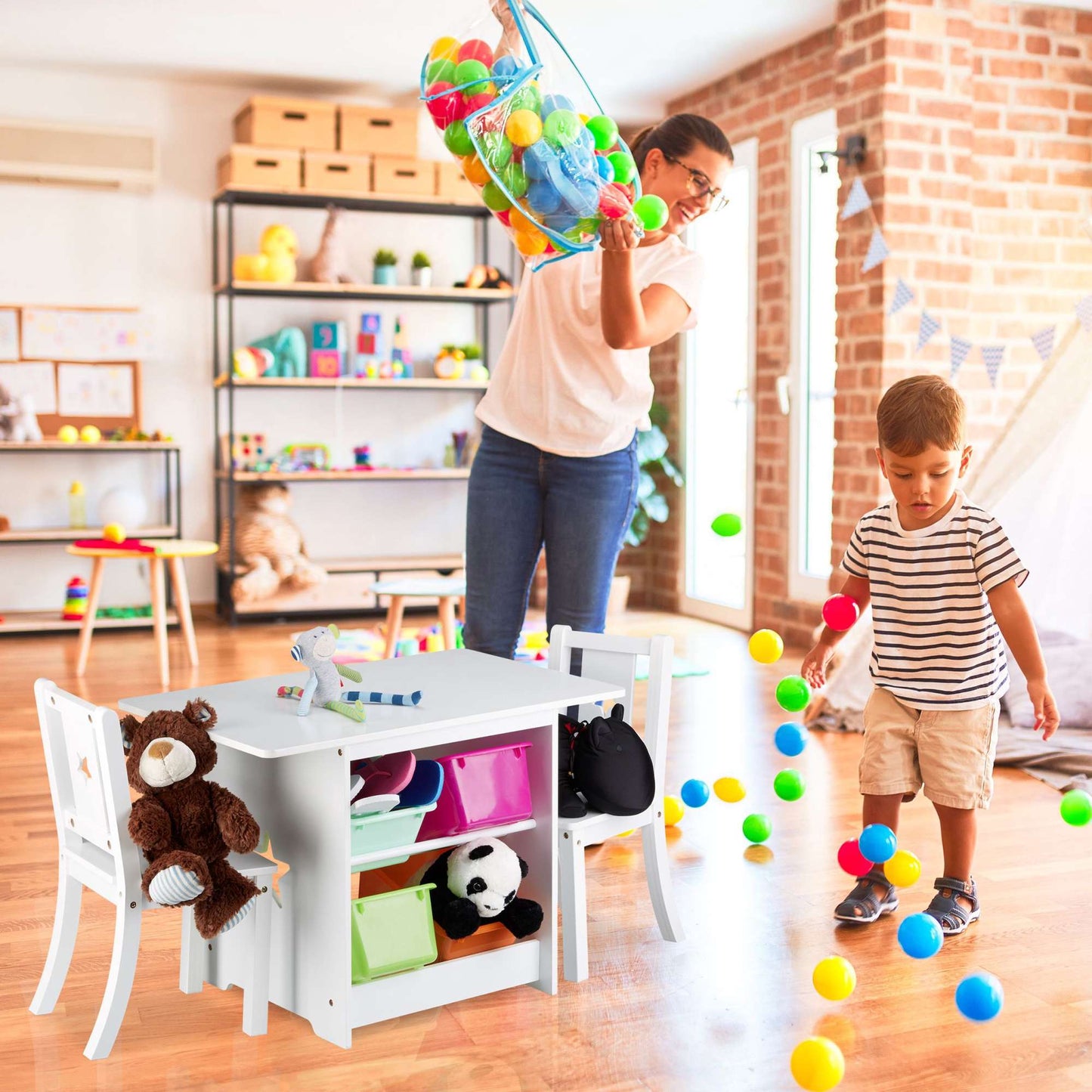 Children's seating furniture ALBUS with storage