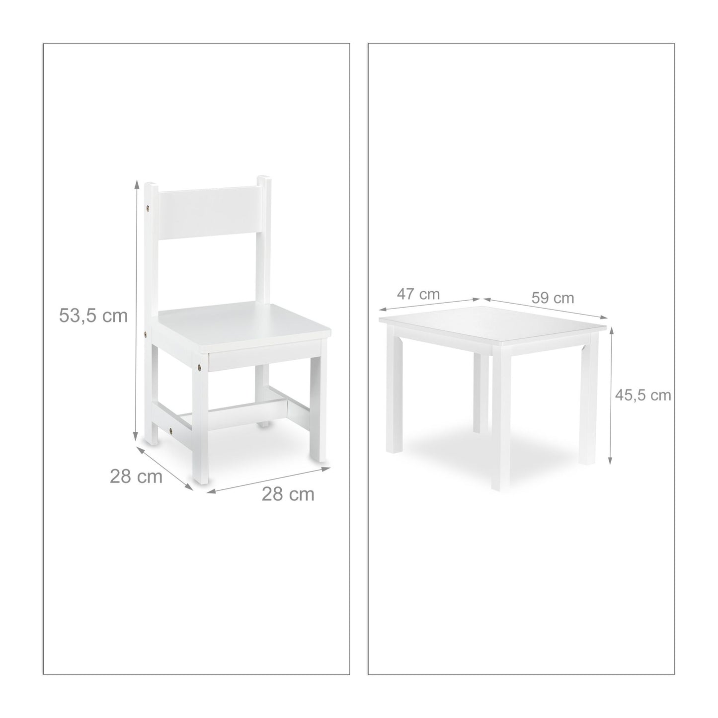 Children's seating group white with 2 chairs