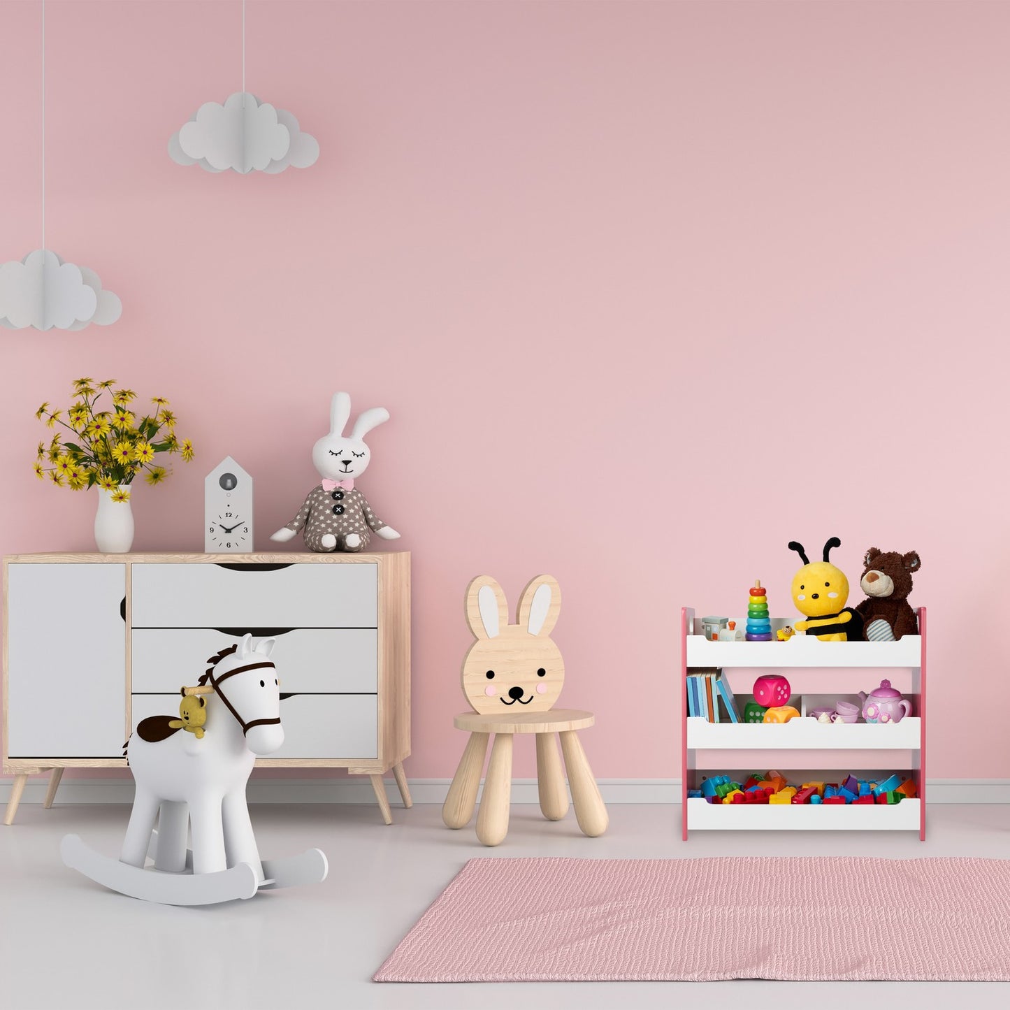 Children's shelf with 5 compartments