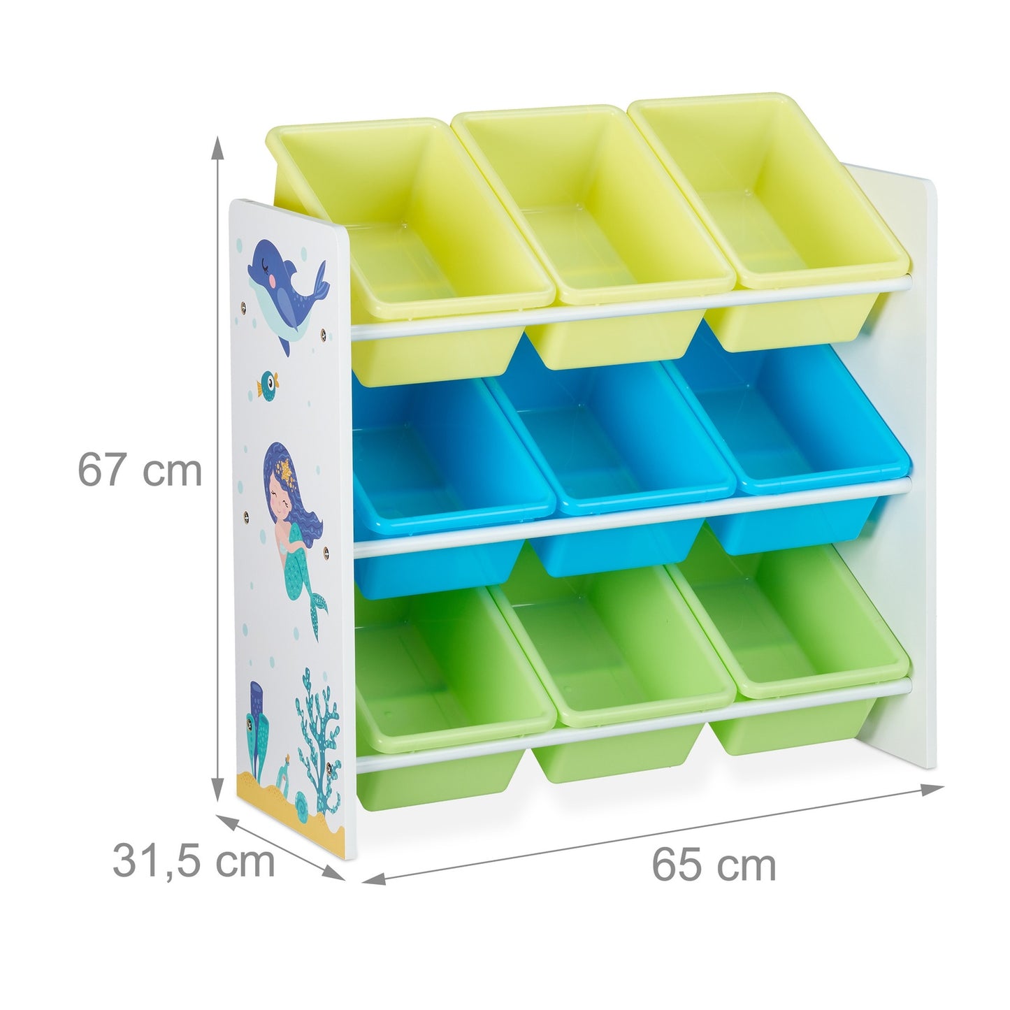 Children's shelf with 9 drawers and motif