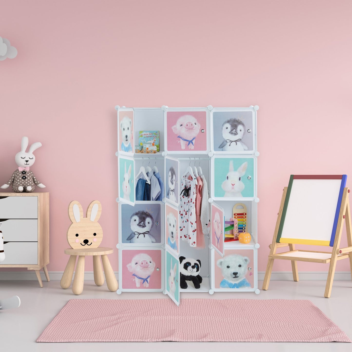 Children's shelf with clothes rails