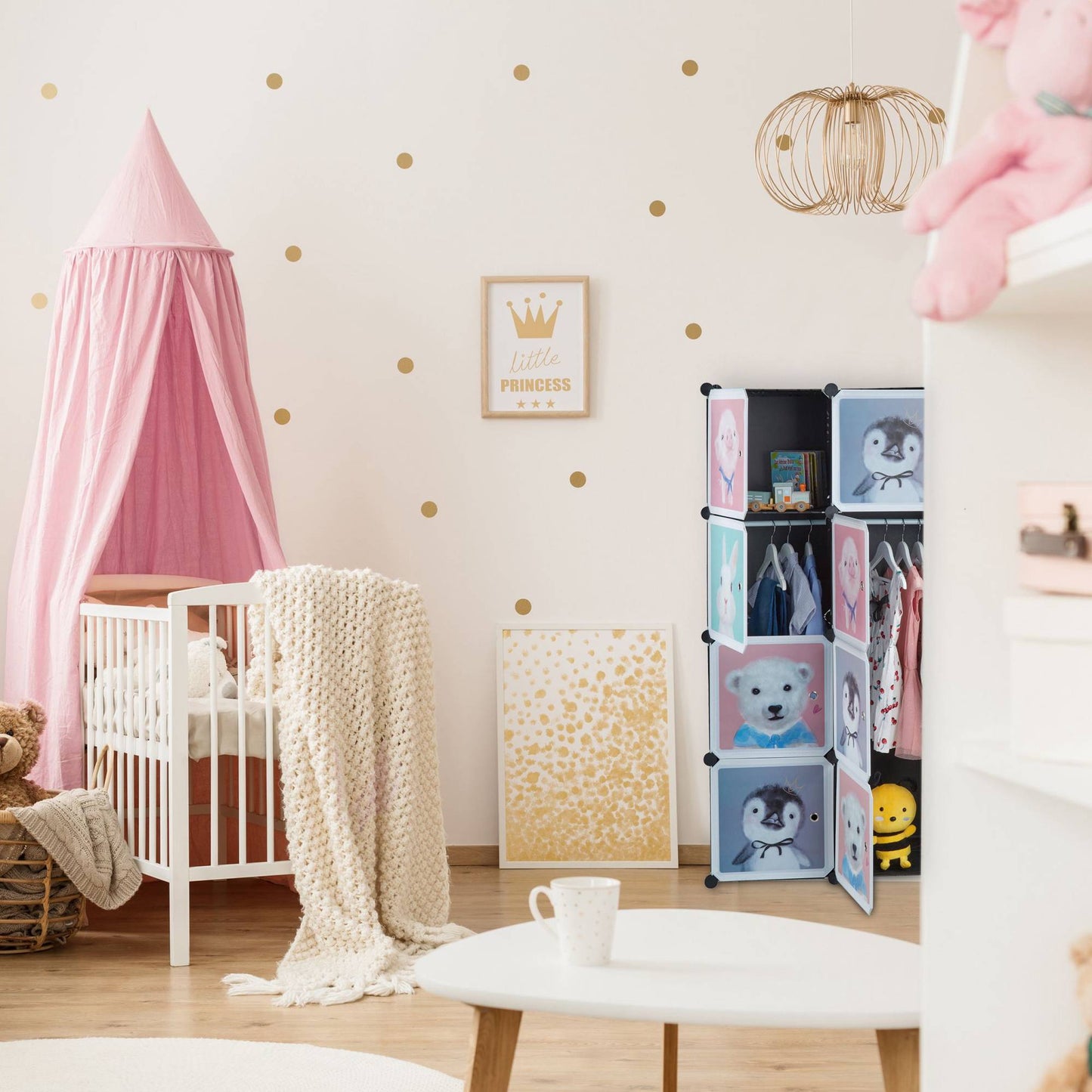 Children's shelf with clothes rails