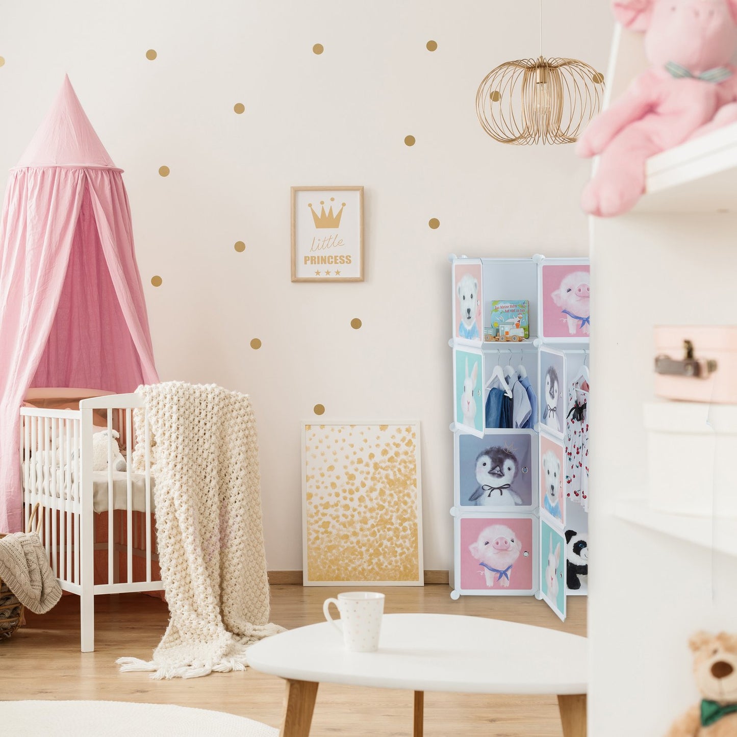 Children's shelf with clothes rails
