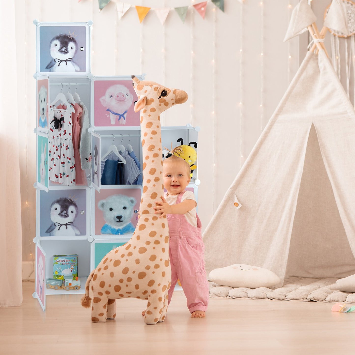 Children's shelf with clothes rails