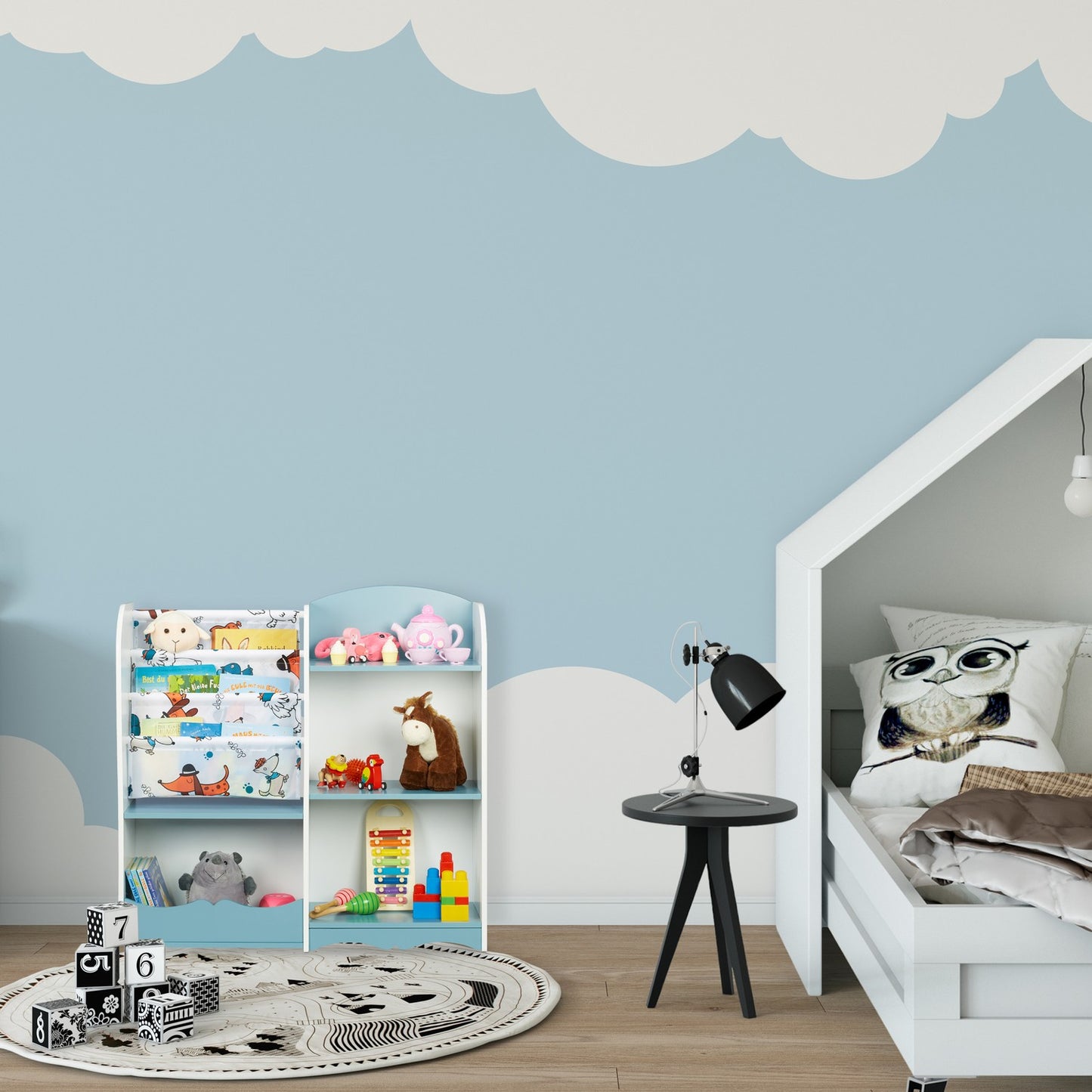 Children's shelf with dog motif