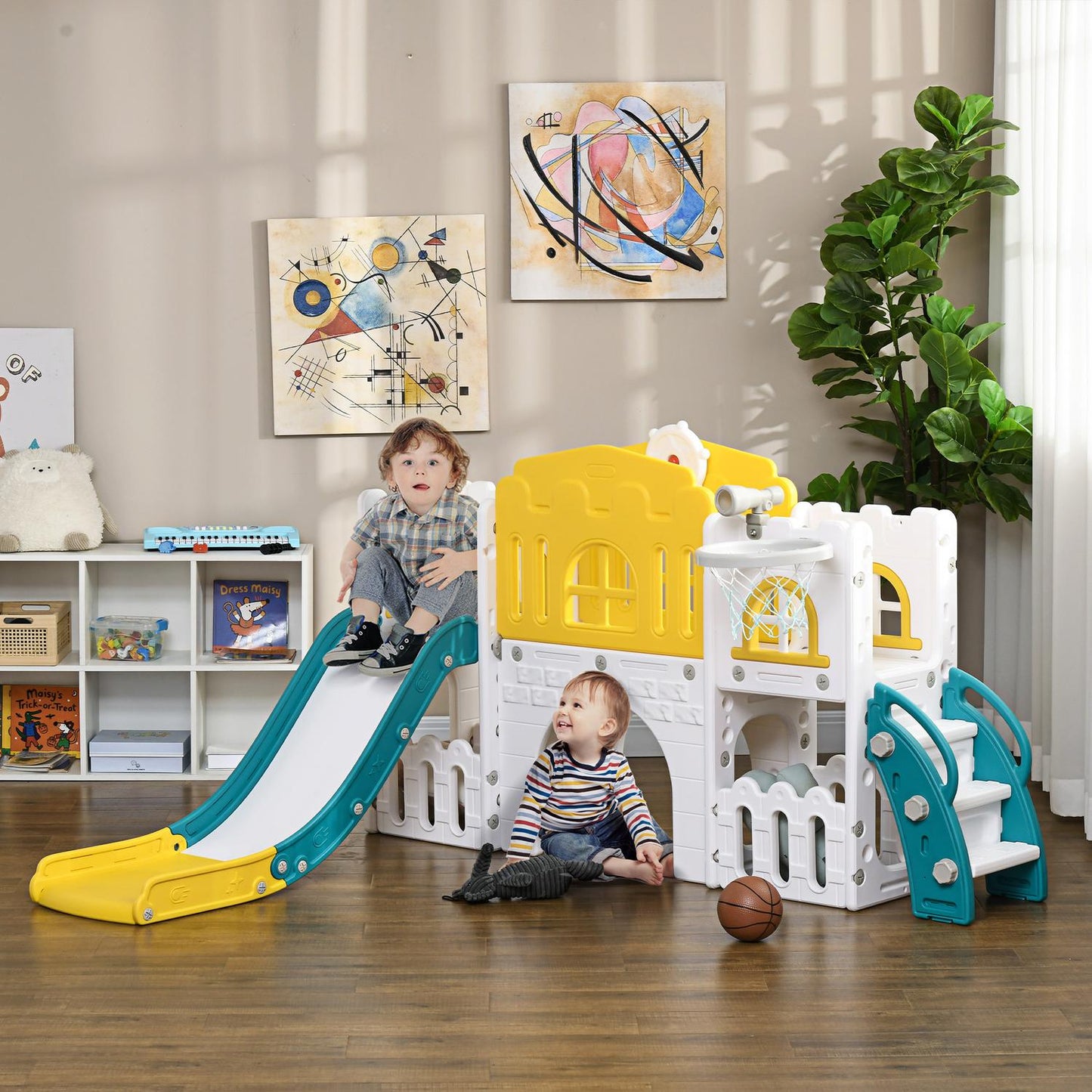 Toddler playground slide 7-in-1 with climbing frame and arch