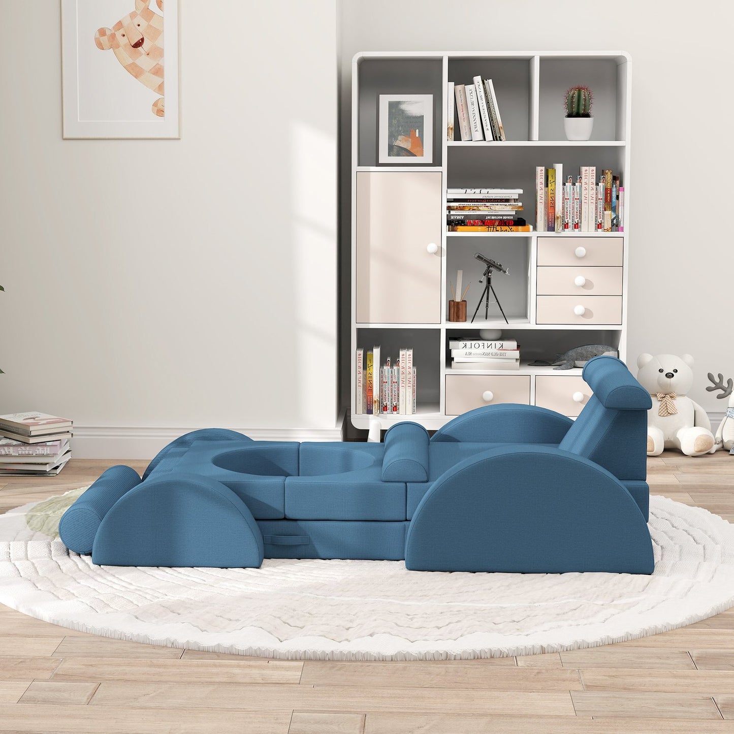 Blue Foam Sofa for Kids - 14 Piece Modular Playset