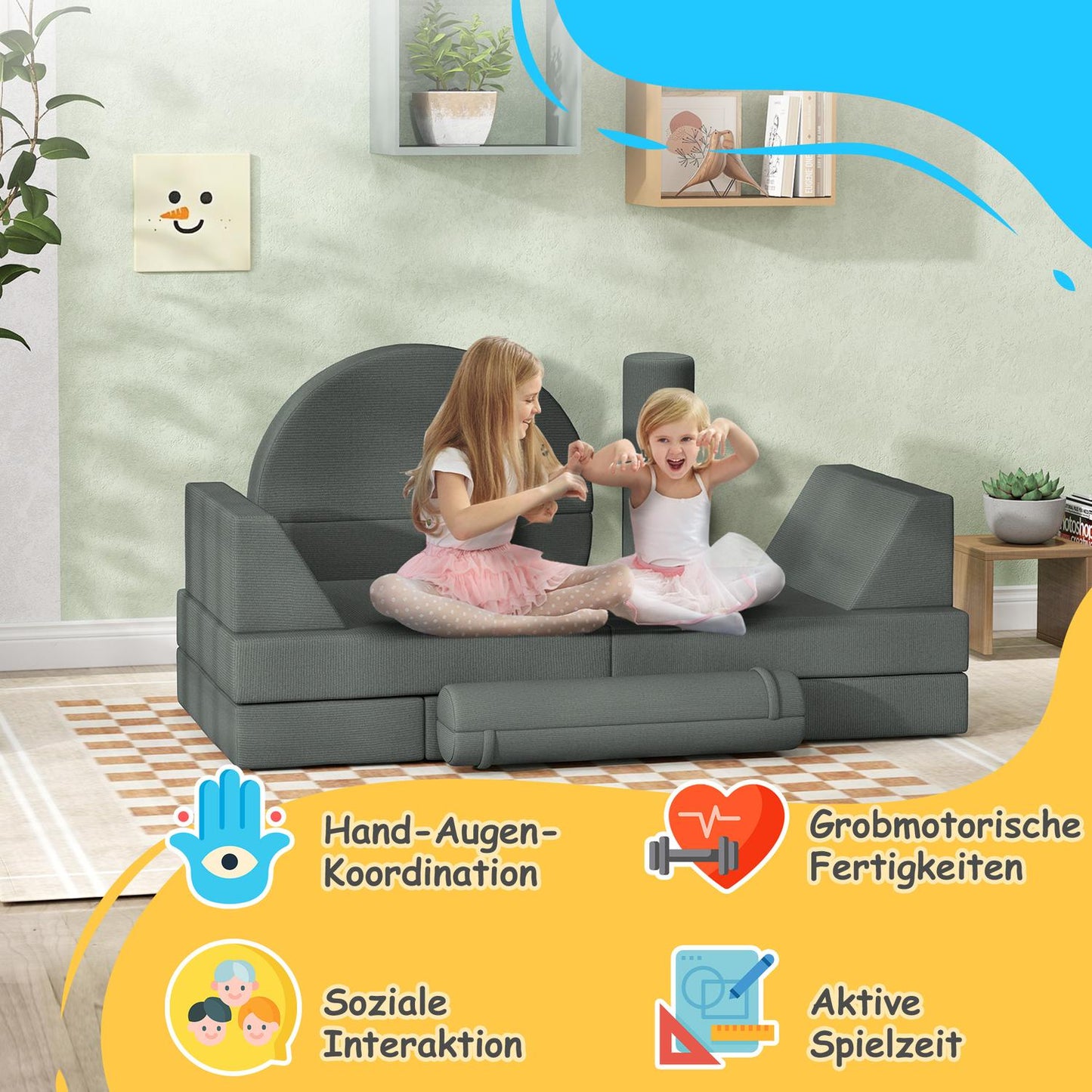 Modular Toddler Foam Play Sofa - 14 Piece Set