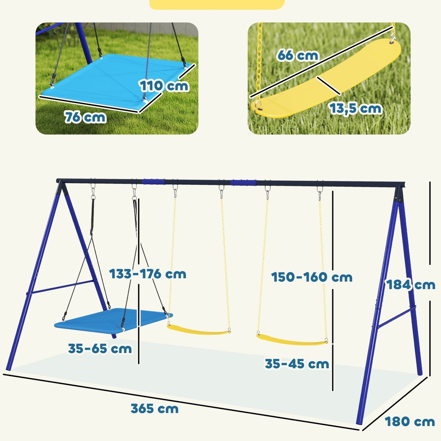 Outdoor children's swings - Platform and belt swings