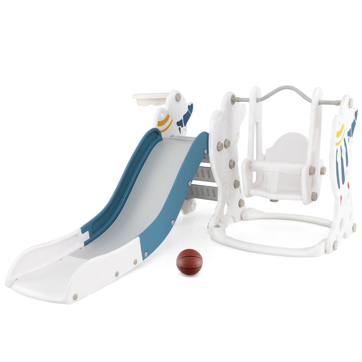 Children's swing with slide 4 in 1 swing & slide & basketball hoop & ladder 185 x 150 x 92 cm