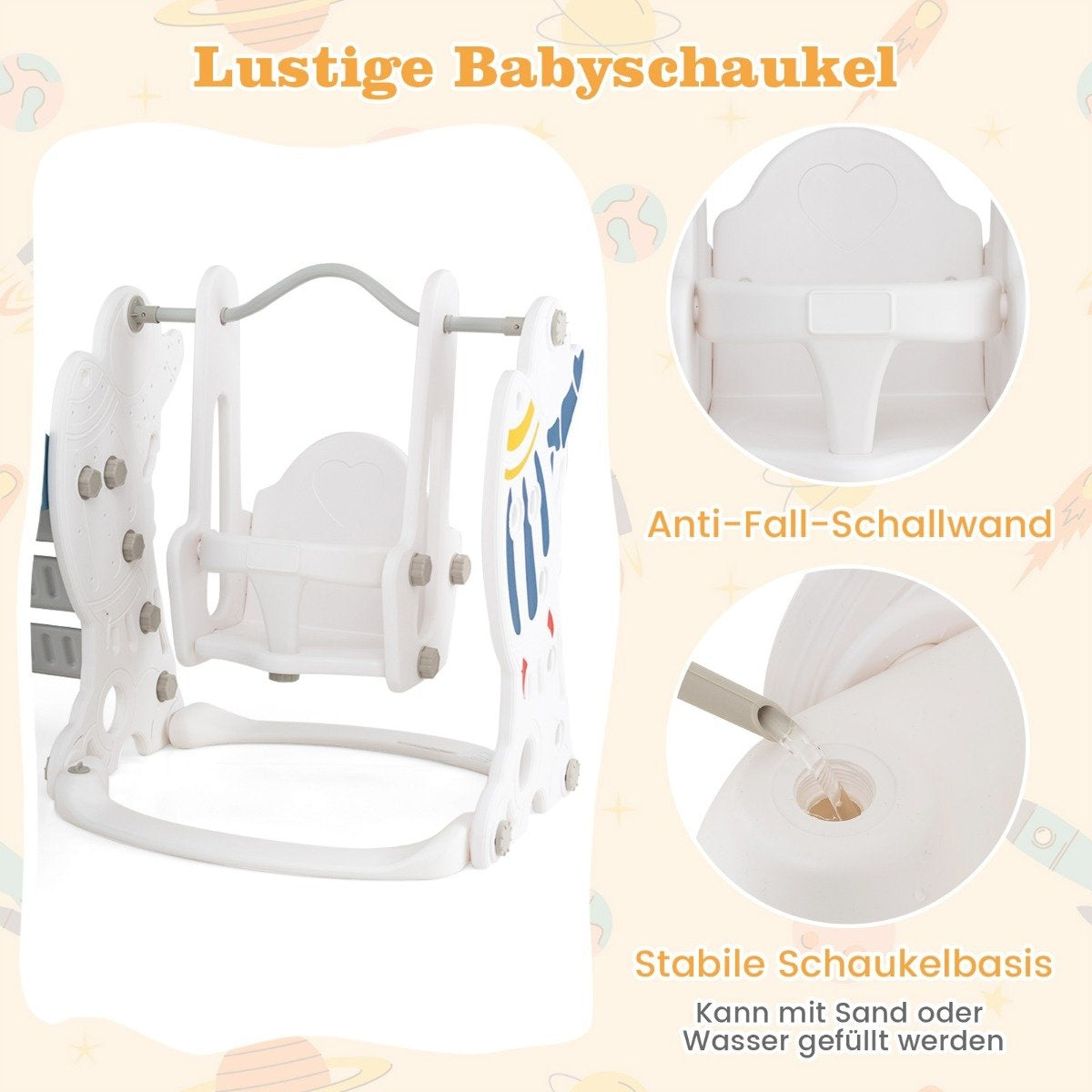 Children's swing with slide 4 in 1 swing & slide & basketball hoop & ladder 185 x 150 x 92 cm