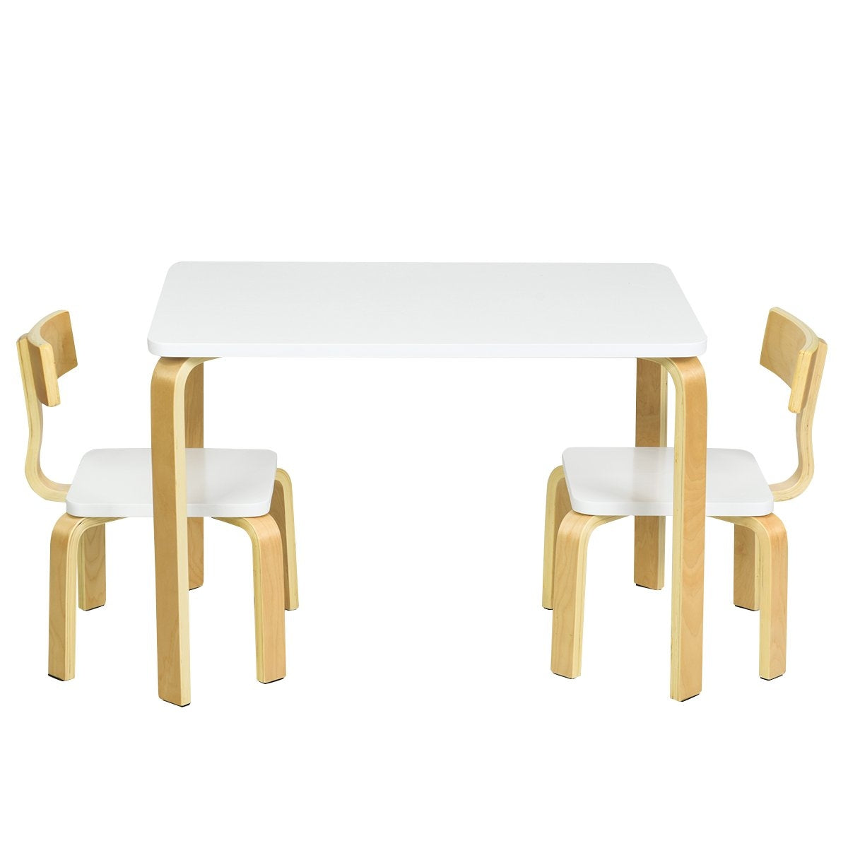 Children's table with 2 wooden chairs 3 pieces. Children's seating group Seating group for children white