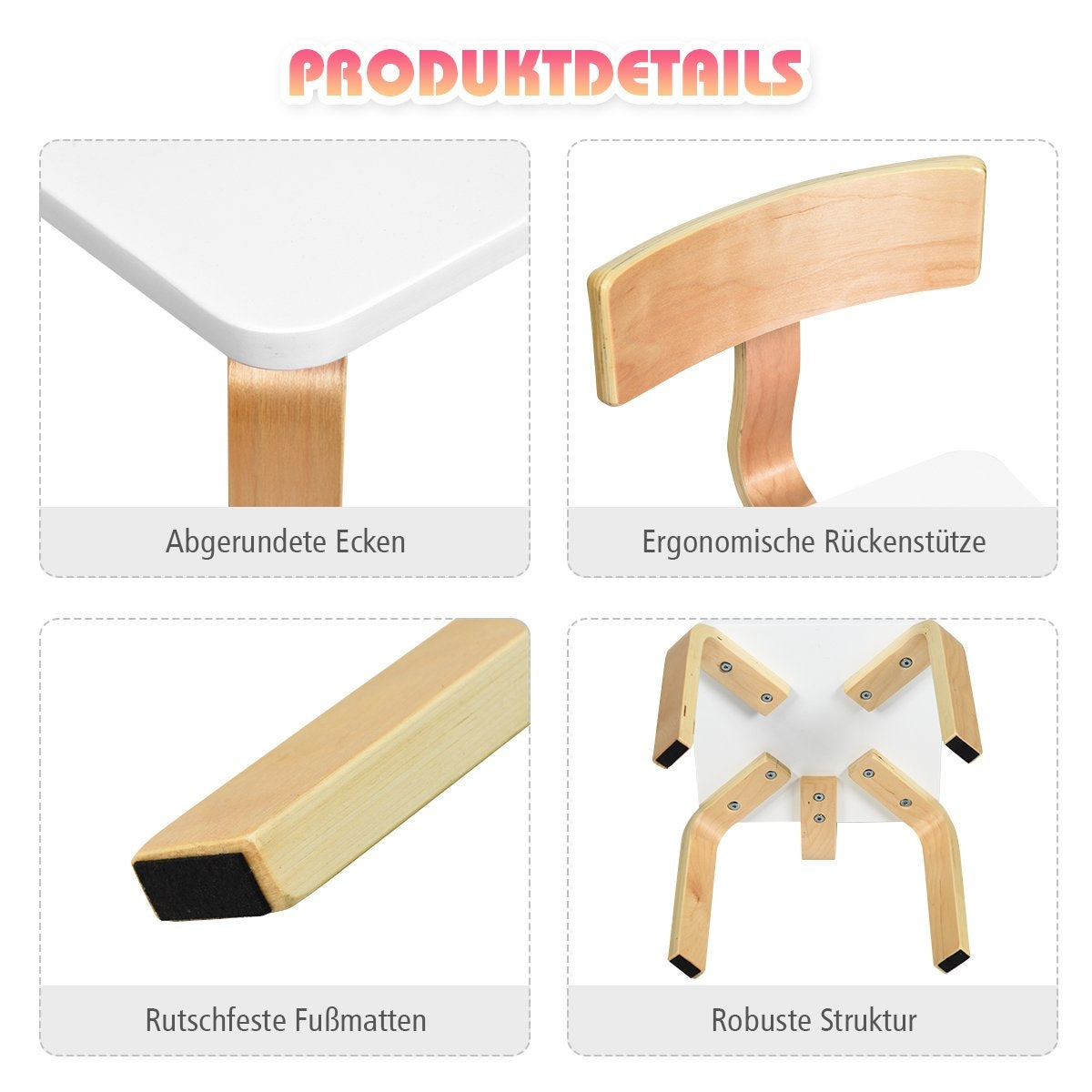 Children's table with 2 wooden chairs 3 pieces. Children's seating group Seating group for children white