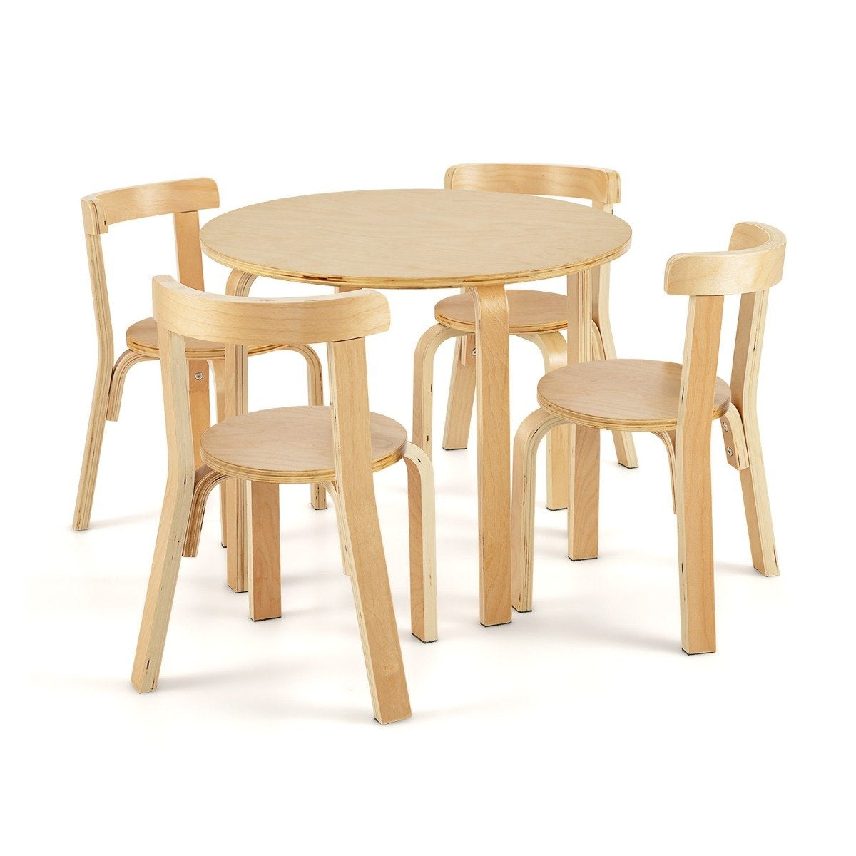 Children's table wooden table with 4 chairs for children children's table and chair set with natural backrest
