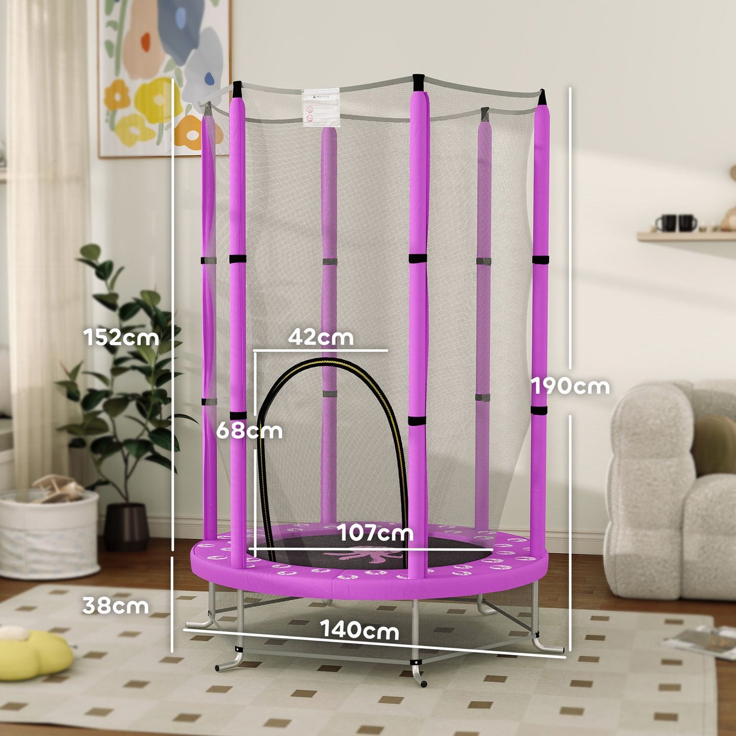 Children's trampoline with safety net, Ø140 cm