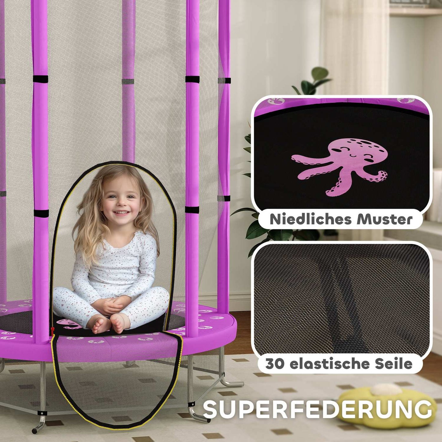 Children's trampoline with safety net, Ø140 cm