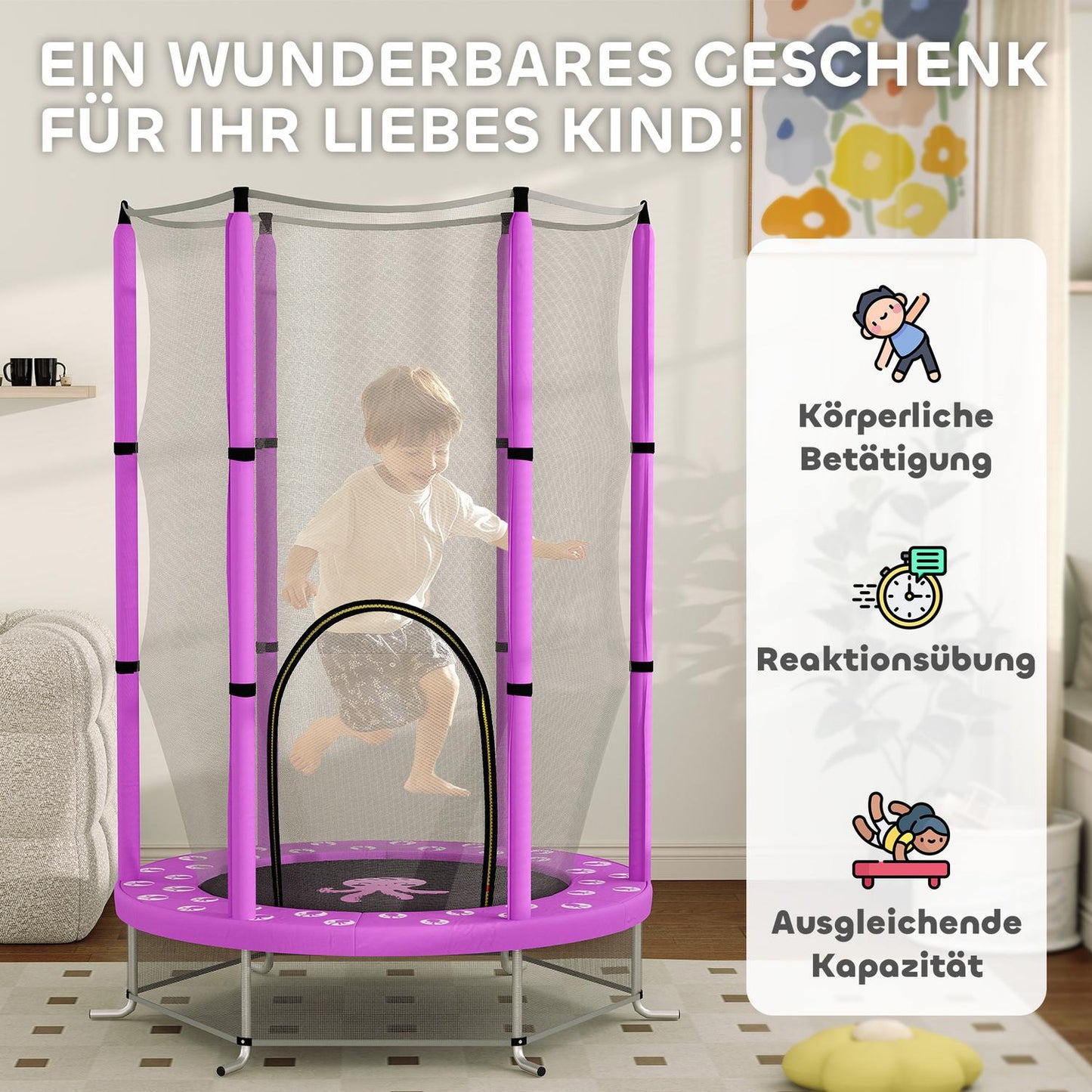 Children's trampoline with safety net, Ø140 cm