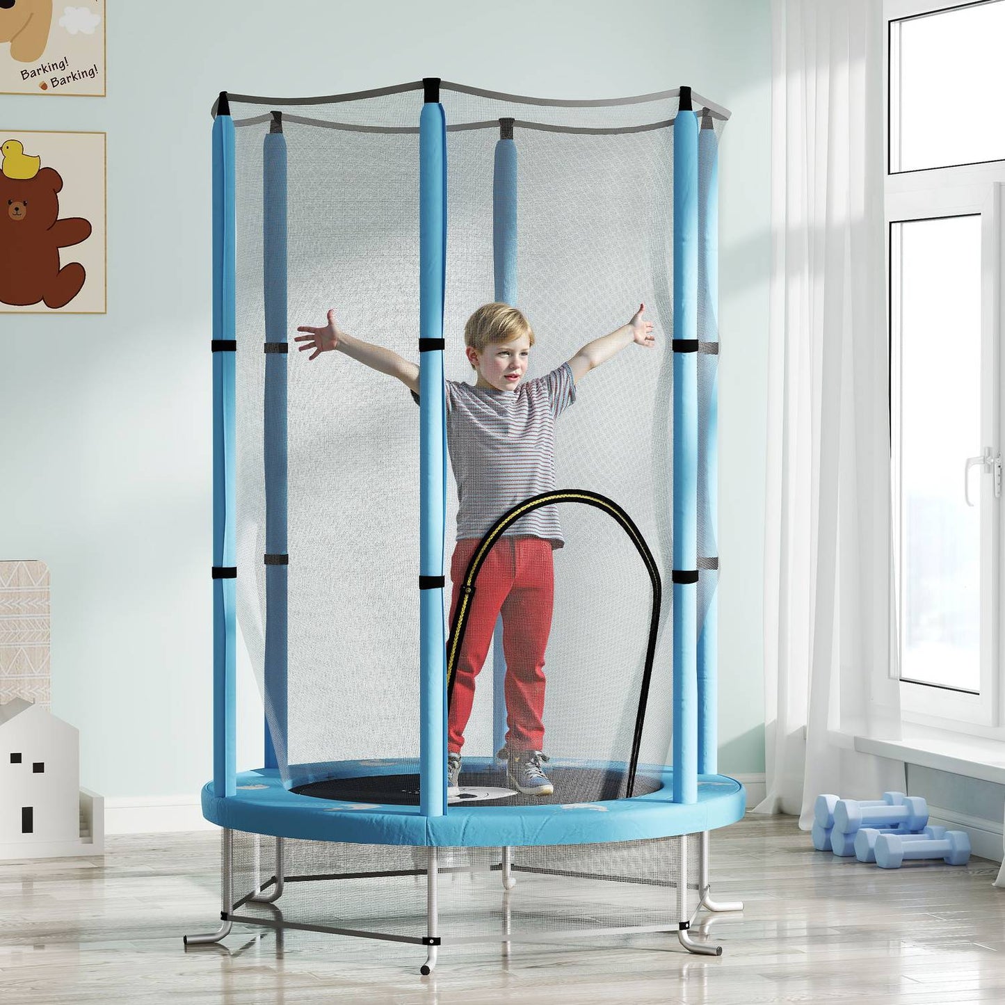 Indoor trampoline for children, Ø140 cm - Safety net, Zip Door