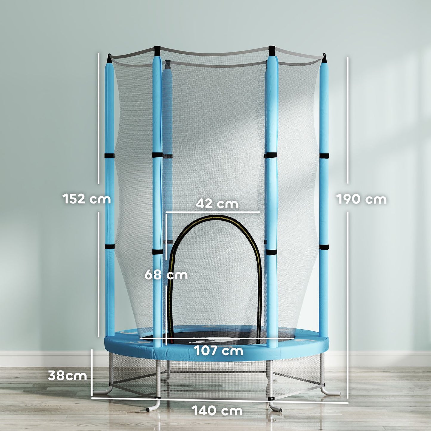 Indoor trampoline for children, Ø140 cm - Safety net, Zip Door