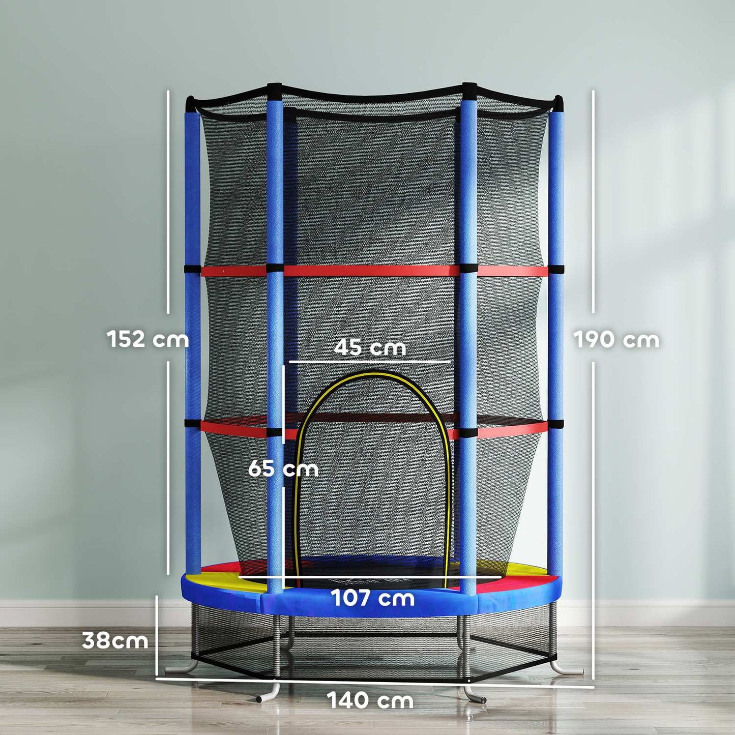 Children's trampoline with safety net - indoor/outdoor, Ø140 cm