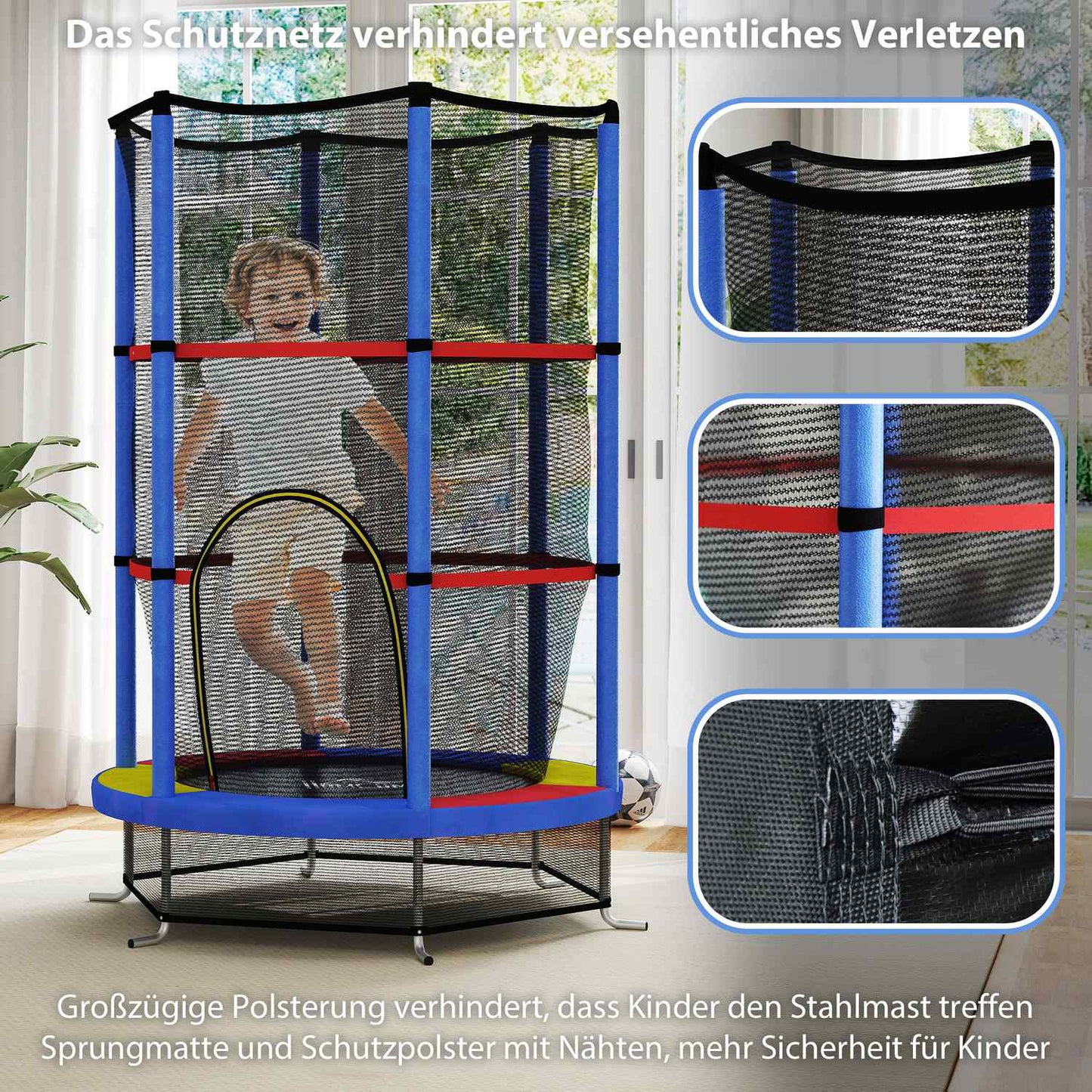 Children's trampoline with safety net - indoor/outdoor, Ø140 cm