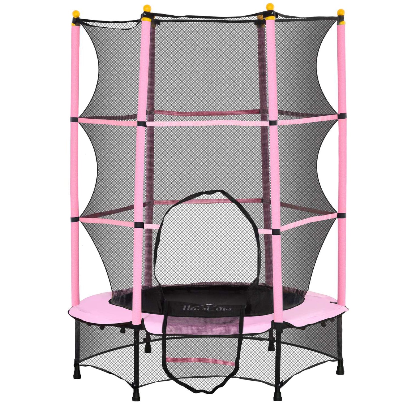 Children's trampoline with safety net, Pink, Ø140 cm