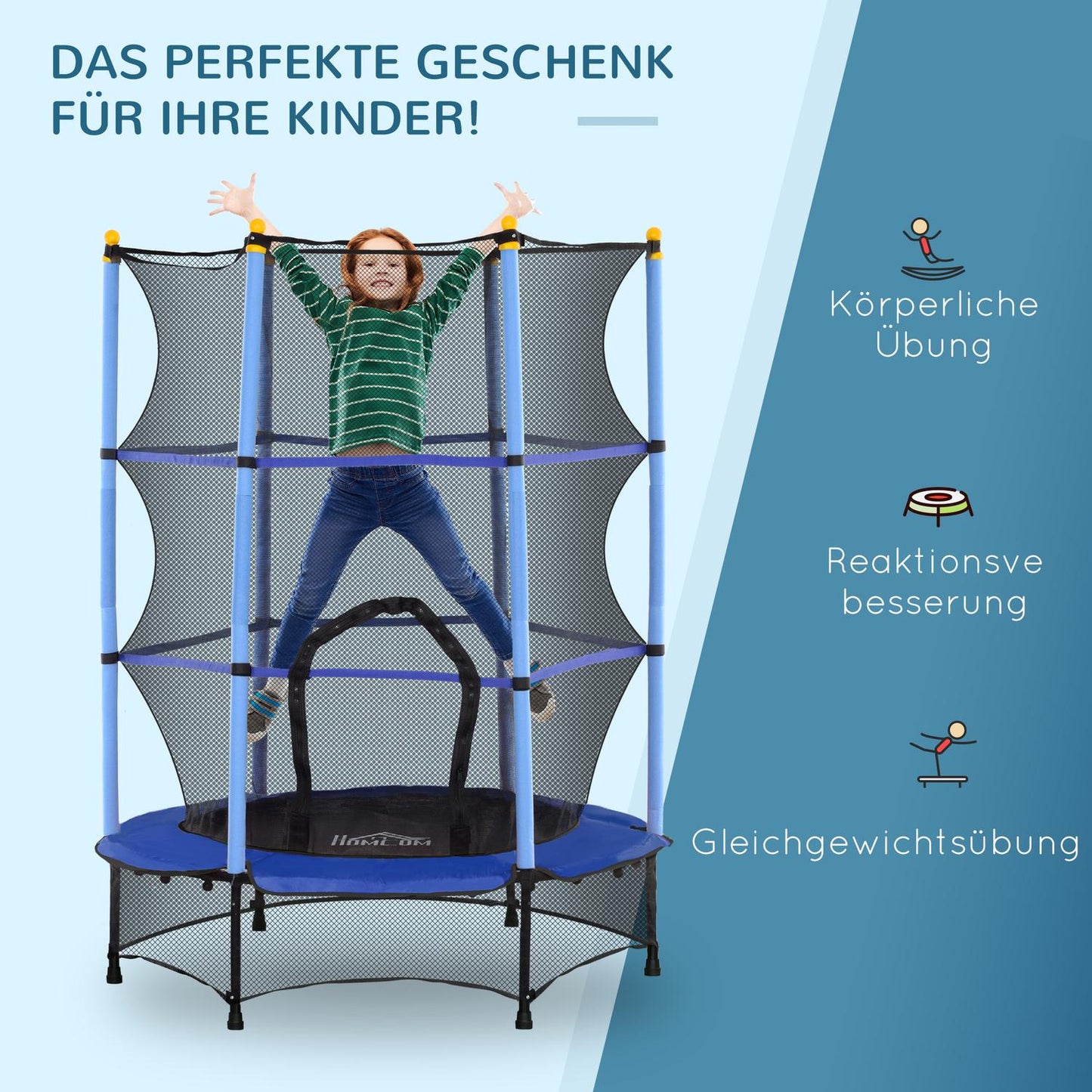 Garden trampoline for children with safety net Ø140 cm