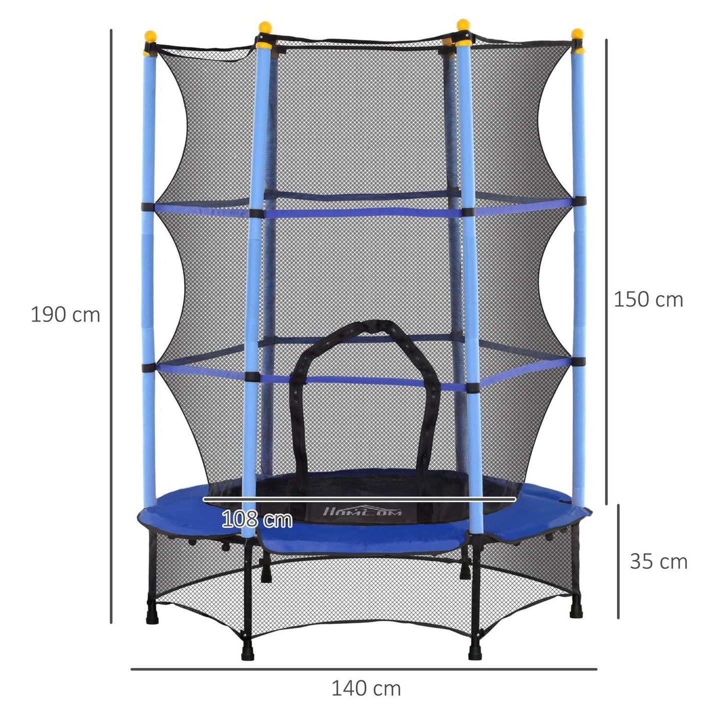 Garden trampoline for children with safety net Ø140 cm