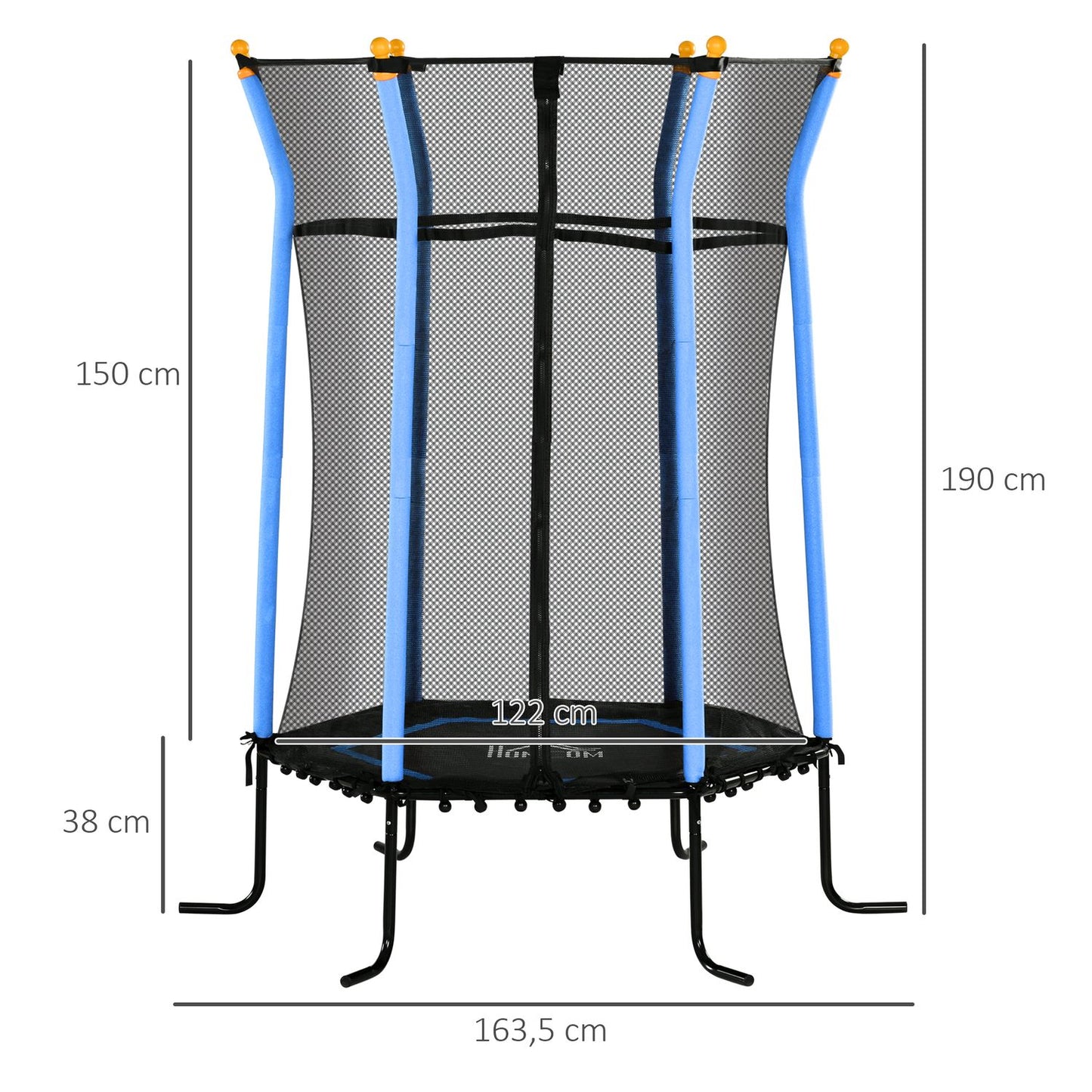 Indoor trampoline for children, Ø163.5 cm, Safety net, Blue