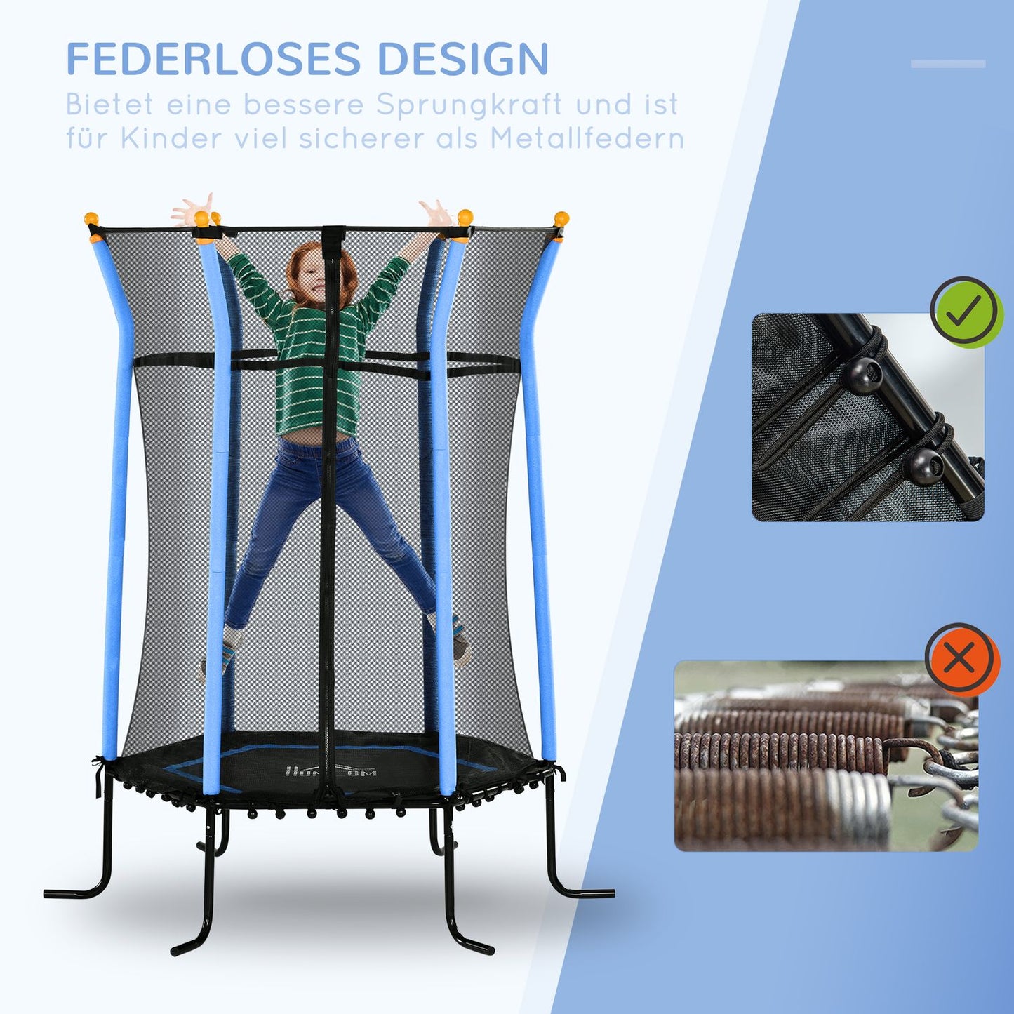 Indoor trampoline for children, Ø163.5 cm, Safety net, Blue