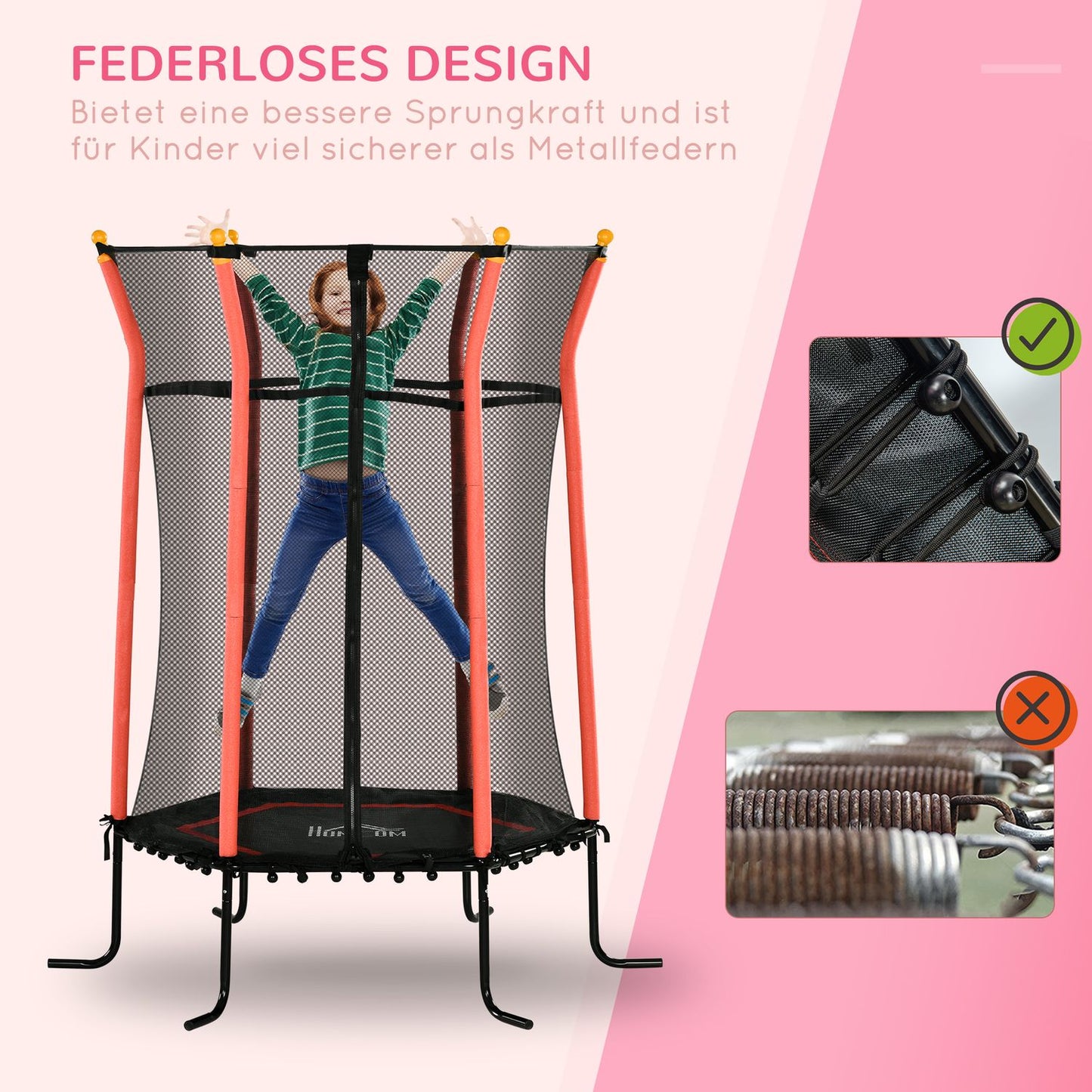 Indoor trampoline for children with safety net, limit 50 kg