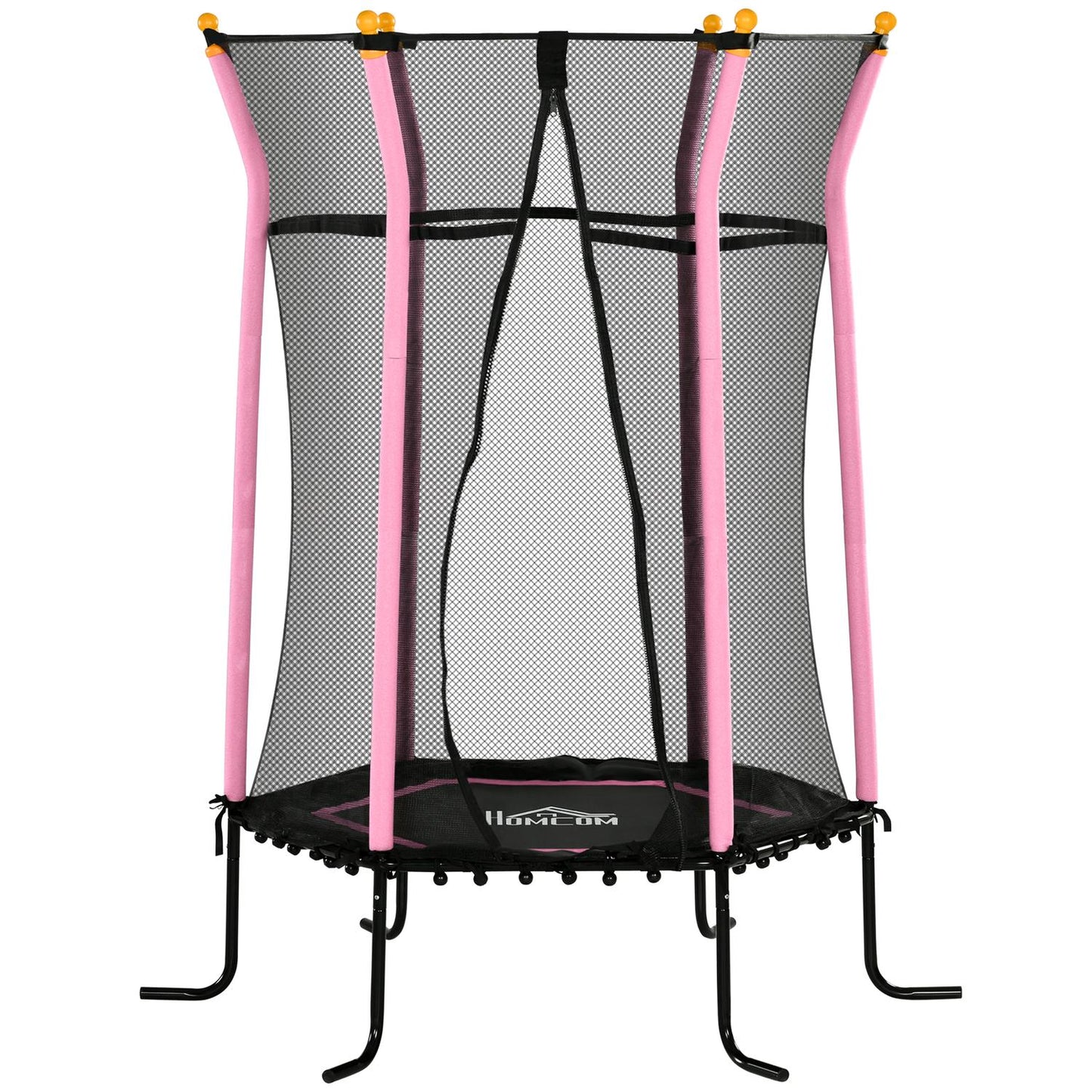 Children's 163.5 cm pink trampoline with safety net, up to 50 kg