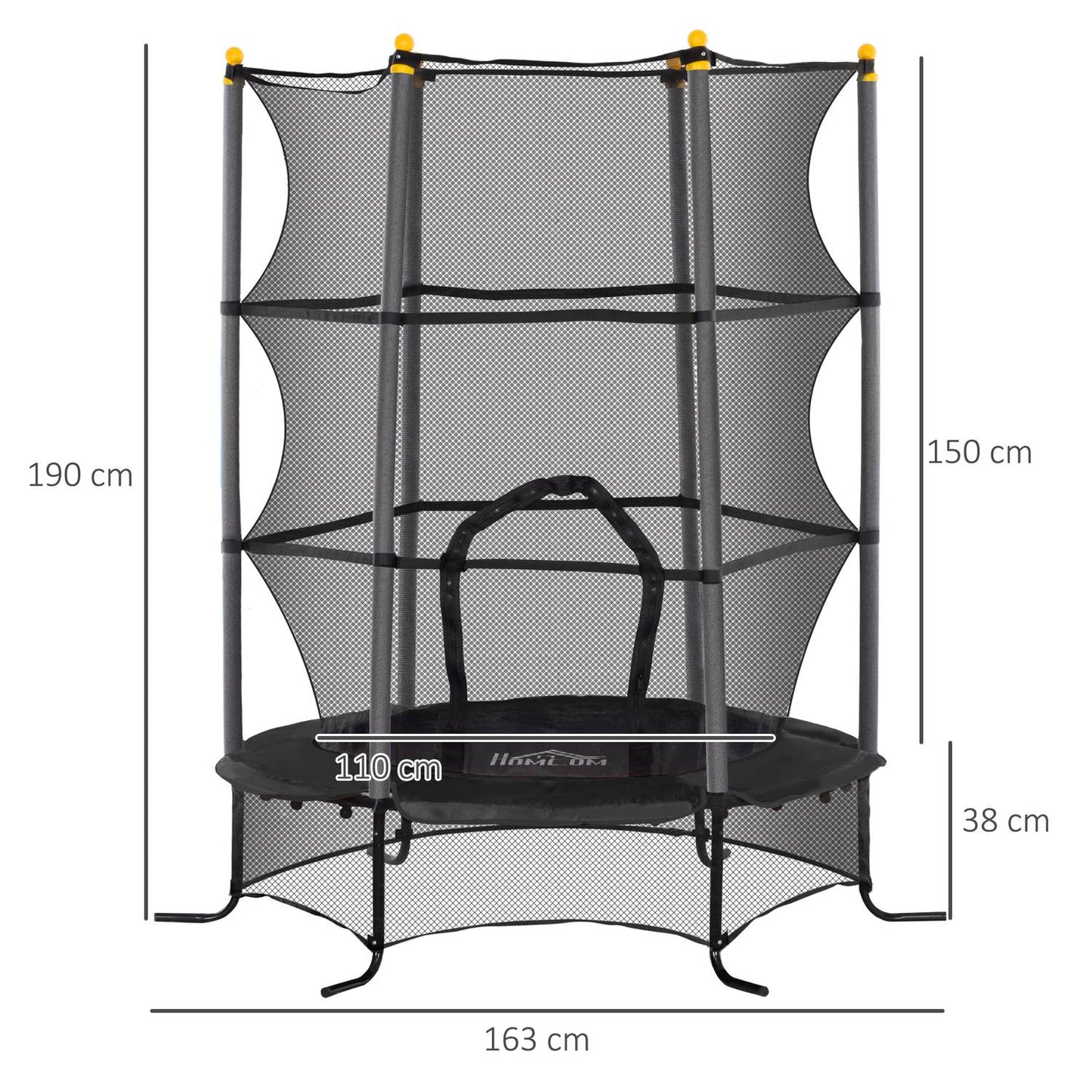 Outdoor trampoline for children with safety net, 163 cm diameter