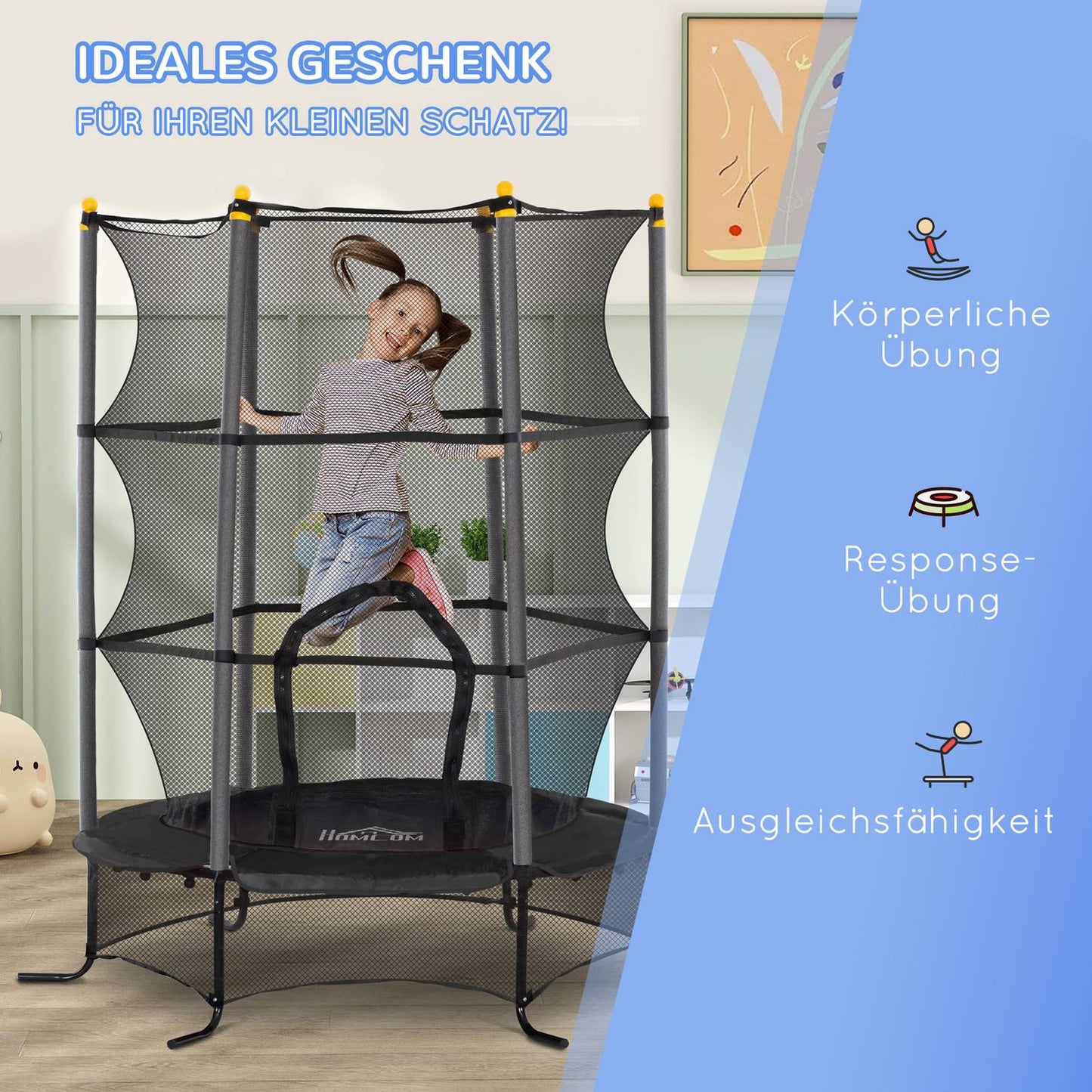 Outdoor trampoline for children with safety net, 163 cm diameter