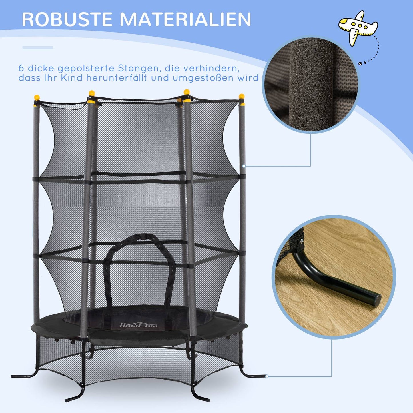 Outdoor trampoline for children with safety net, 163 cm diameter