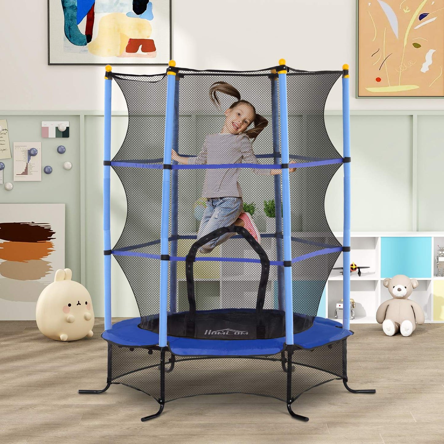 Garden trampoline for children, Ø163 cm, Safety net, Blue