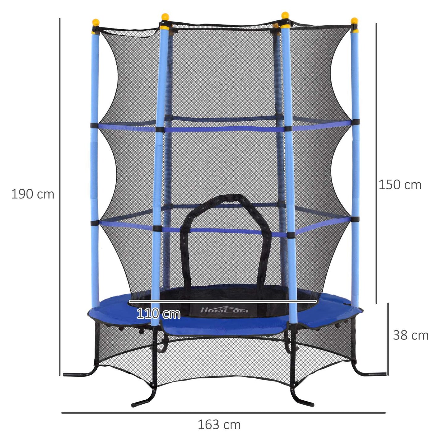 Garden trampoline for children, Ø163 cm, Safety net, Blue