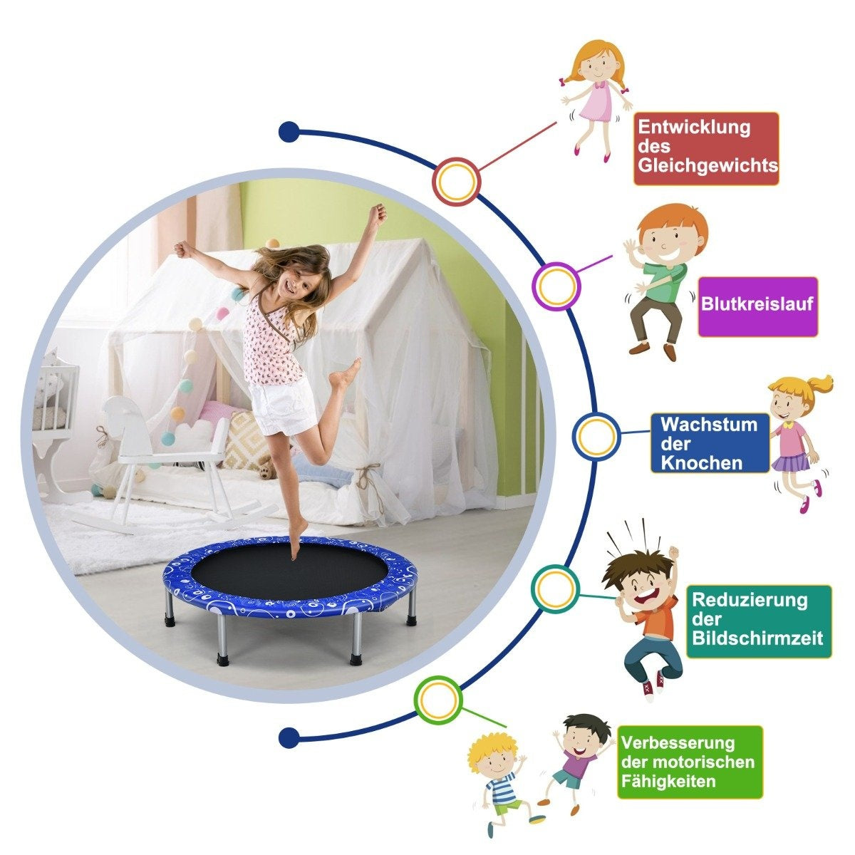 Children's trampoline mini trampoline foldable trampoline for toddlers blue + black