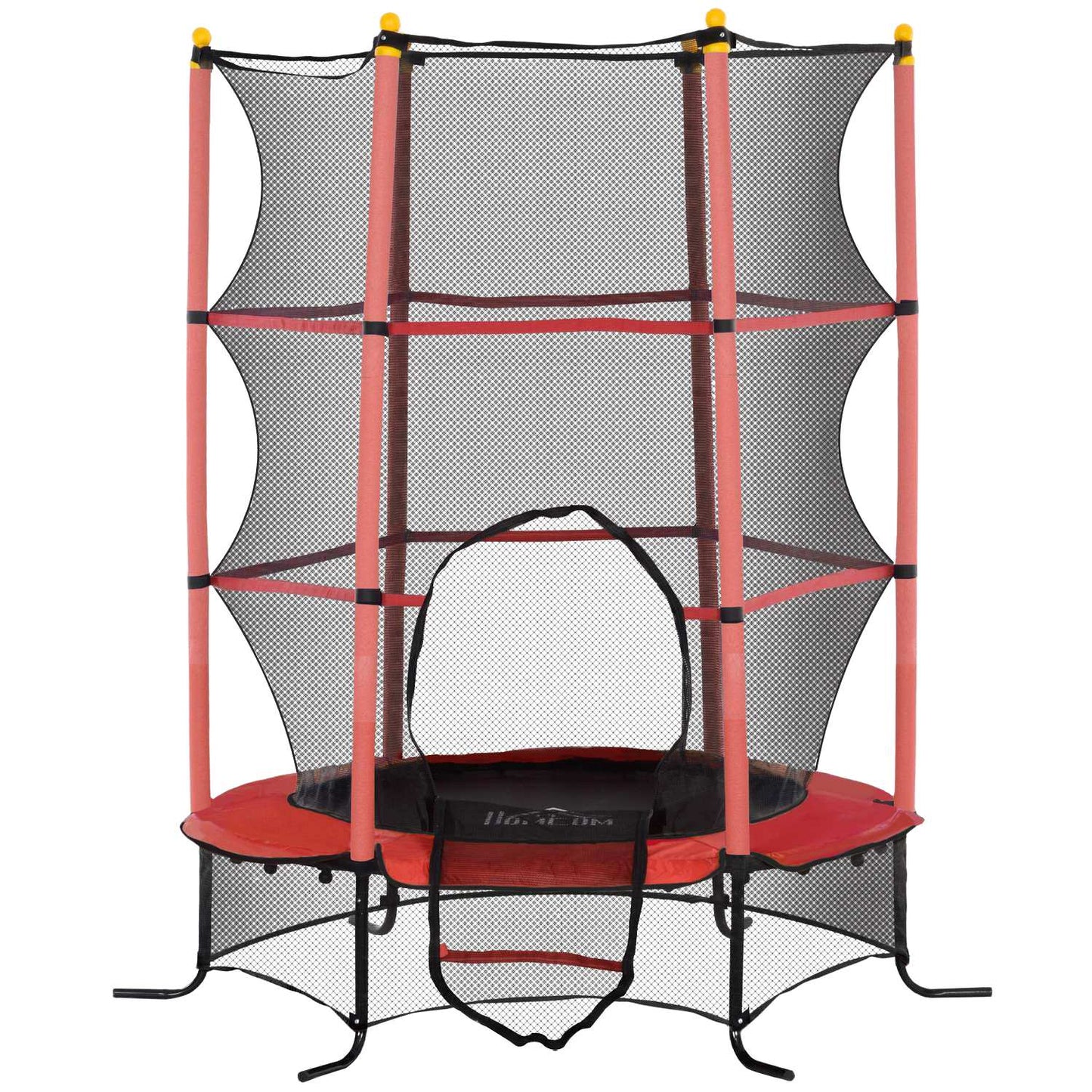 Children's trampoline with safety net, 163 cm, red