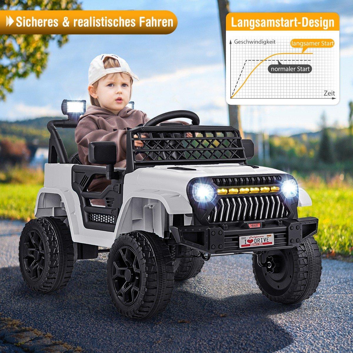 Children's truck with 12 V battery rechargeable electric car with remote control white