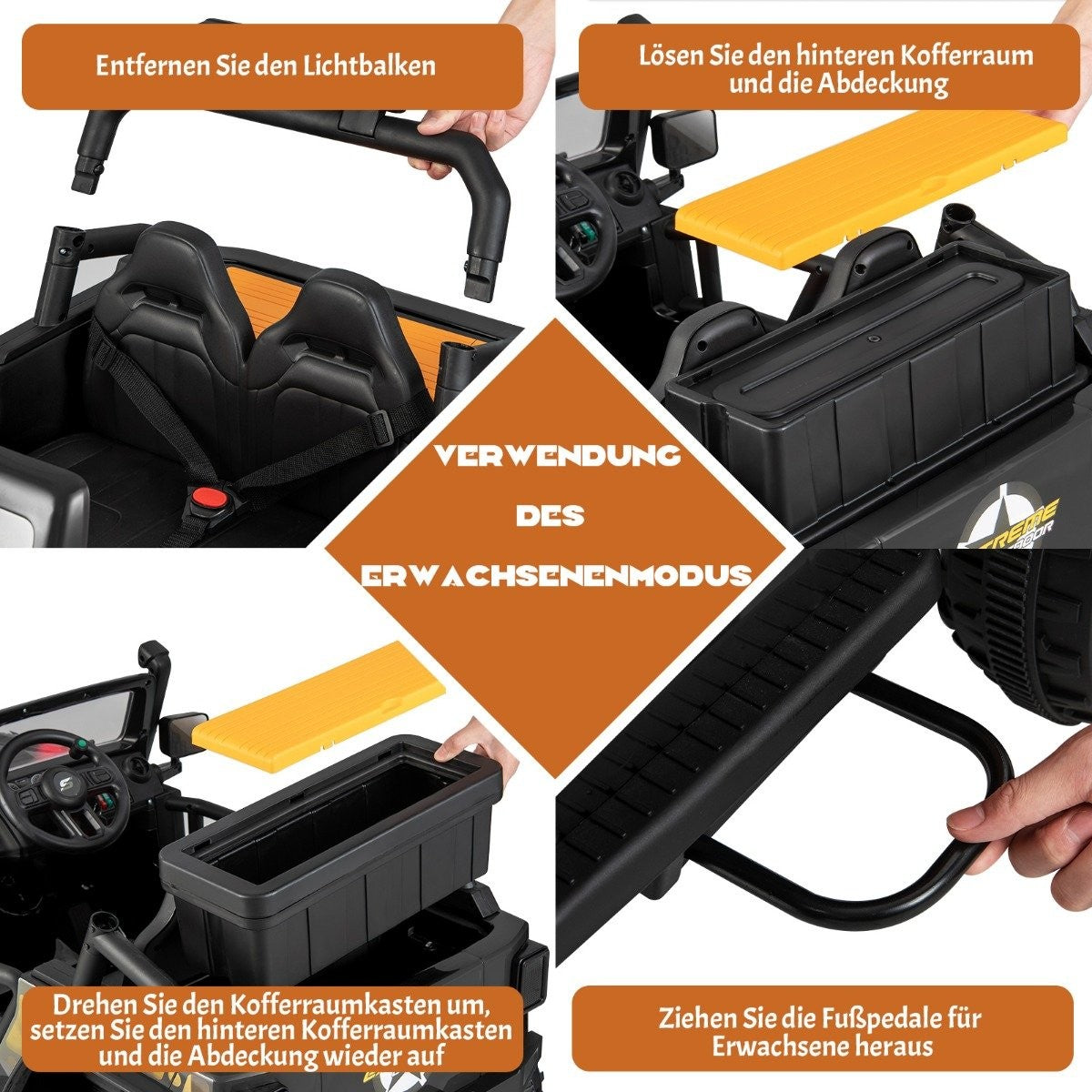Children's vehicle battery-operated electric vehicle with remote control 123.5 x 70.3 x 71.3 cm black