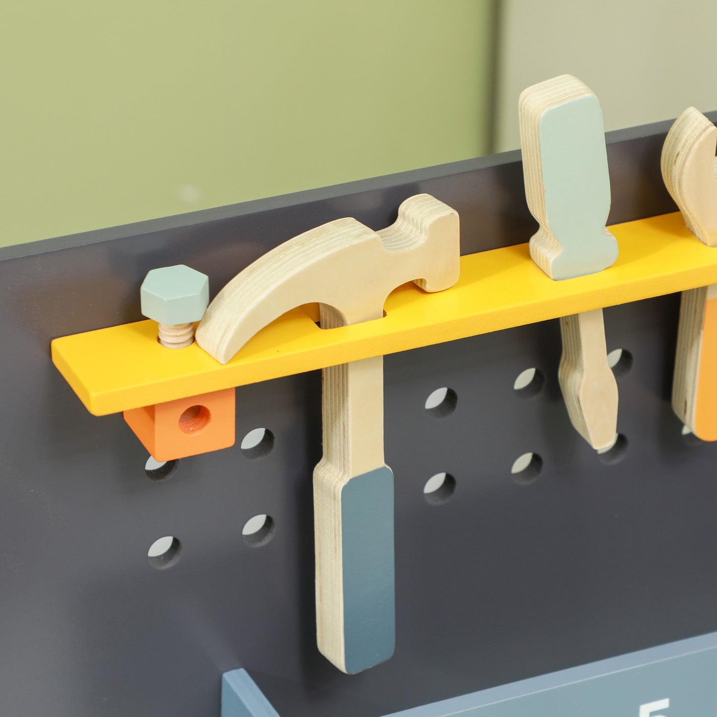 Tool bench set for children with accessories, ages 3-6
