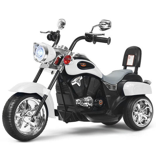 Chopper-style motorcycle battery-operated motorcycle 91 x 48 x 64 cm white + black