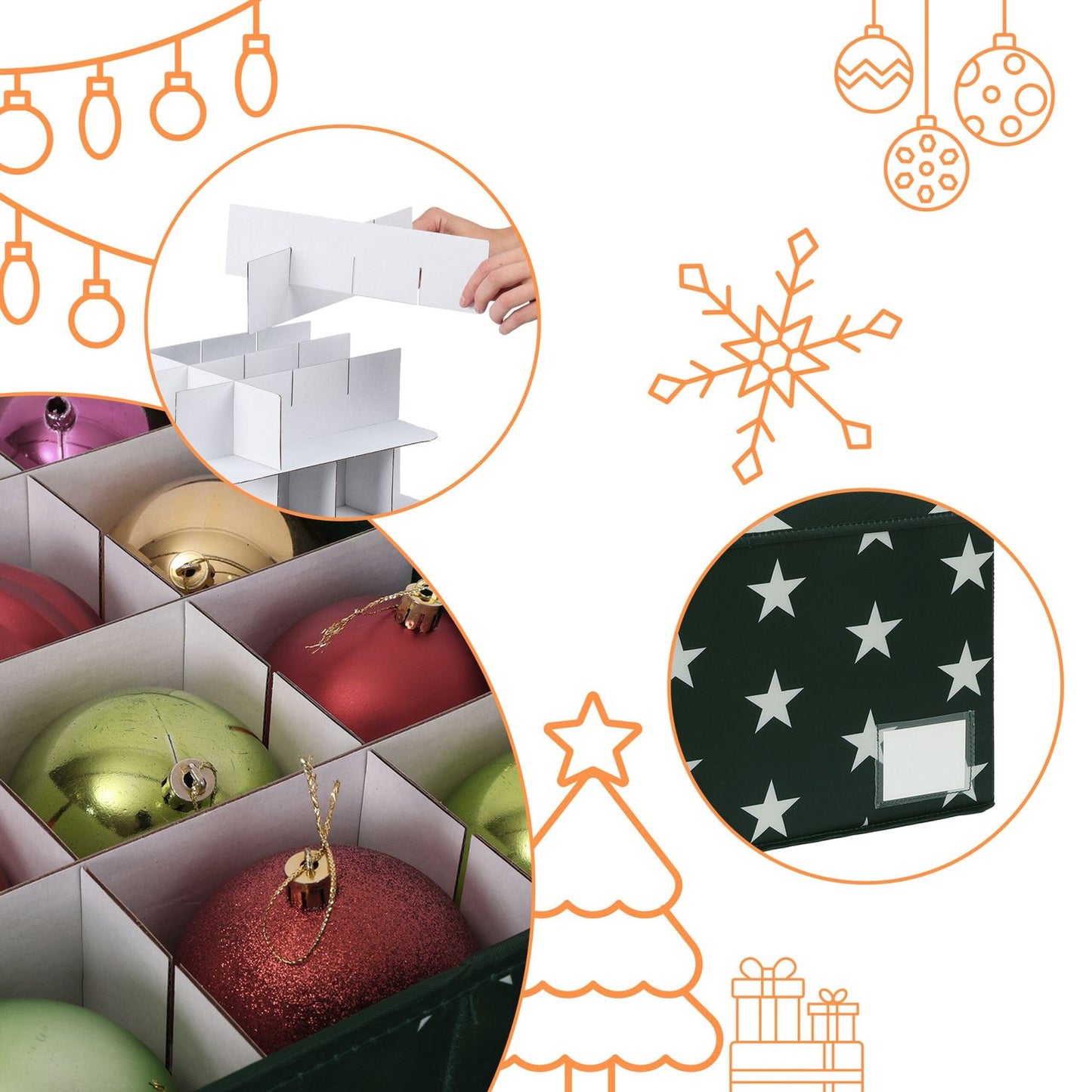Christmas Bauble Storage Box, Holds 30 Ornaments