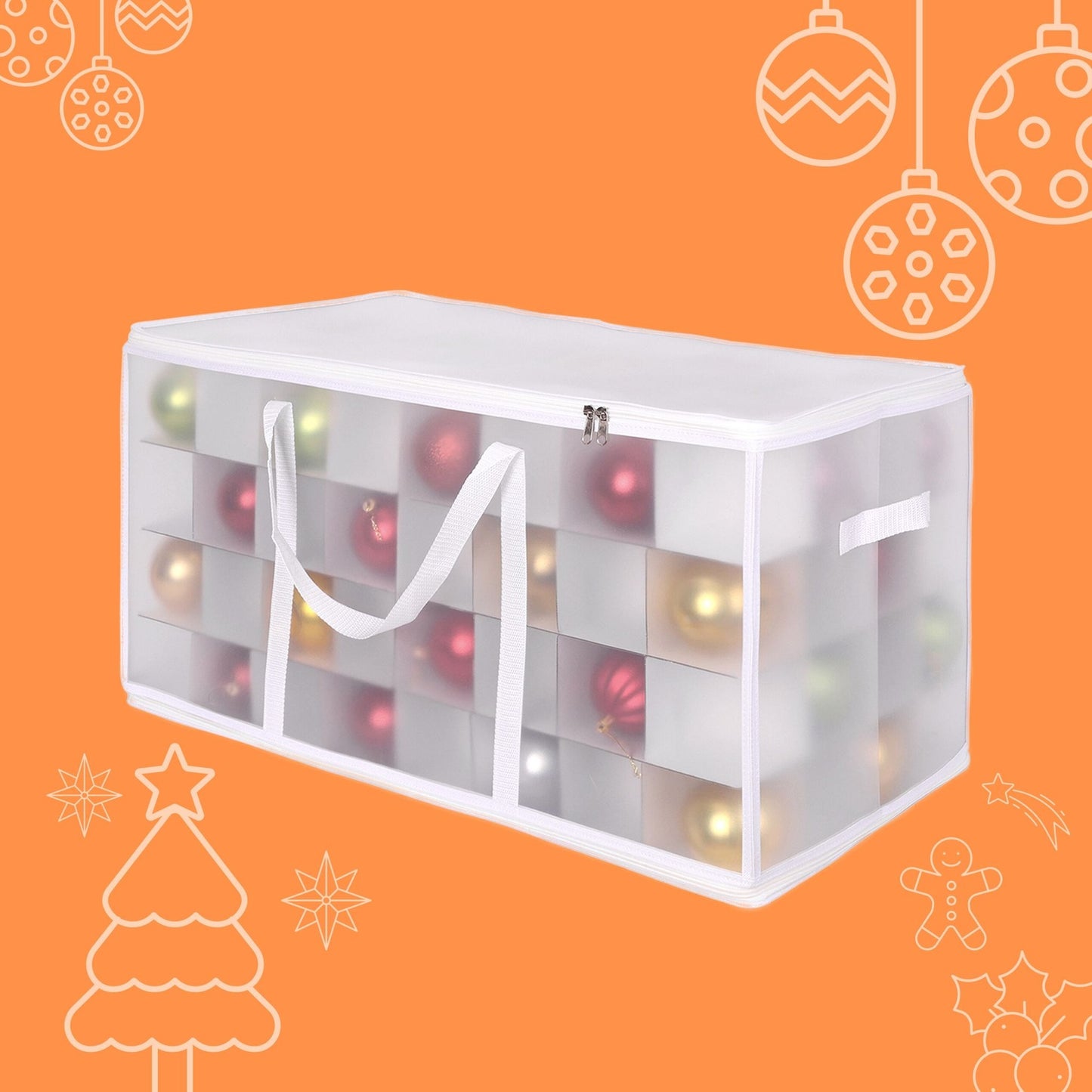 Christmas Bauble Storage Box with Adjustable Dividers