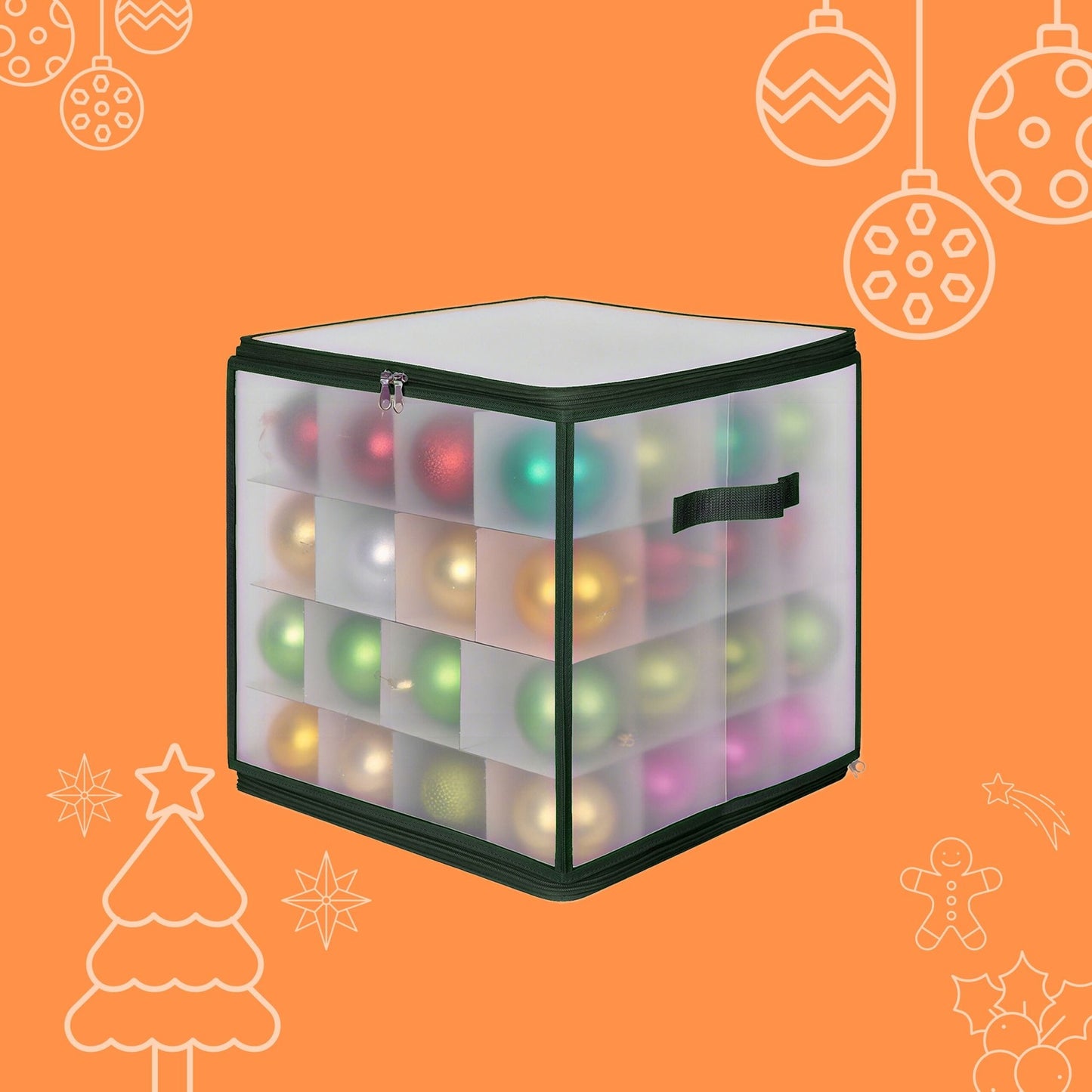 Christmas Bauble Storage Box with Adjustable Dividers