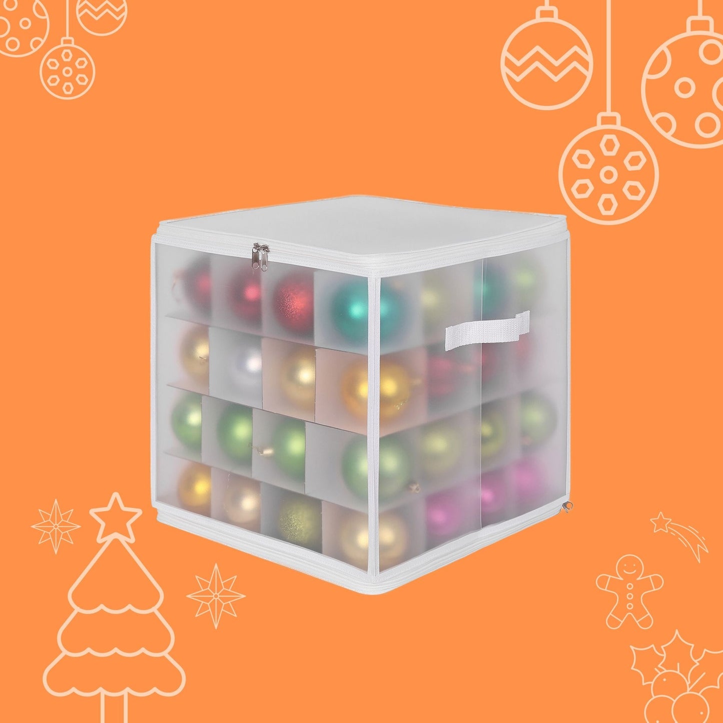 Christmas Bauble Storage Box with Adjustable Dividers