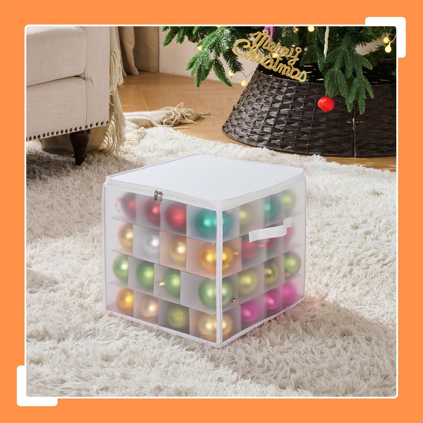 Christmas Bauble Storage Box with Adjustable Dividers