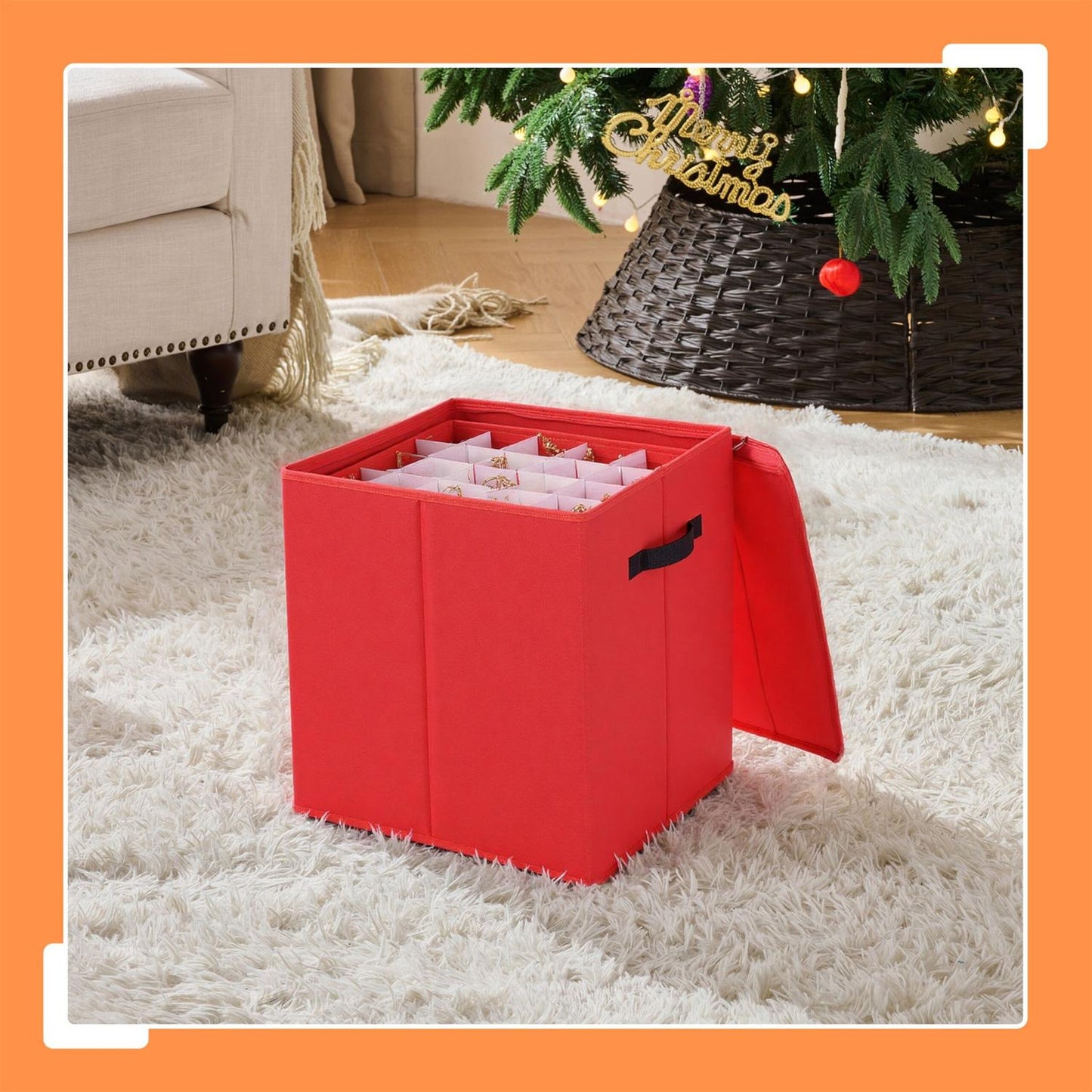 Christmas Bauble Storage Box with Adjustable Dividers