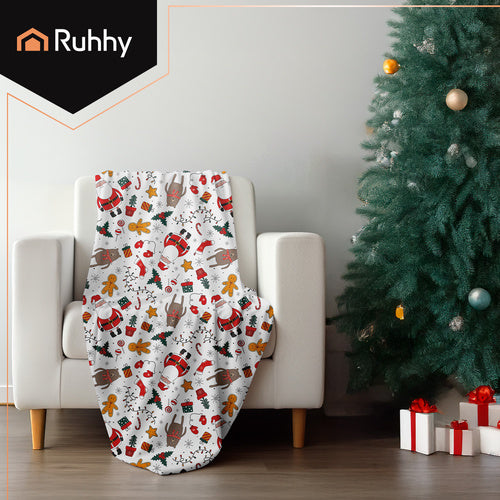 Christmas Blanket, 150x200 cm, Soft Polyester, White